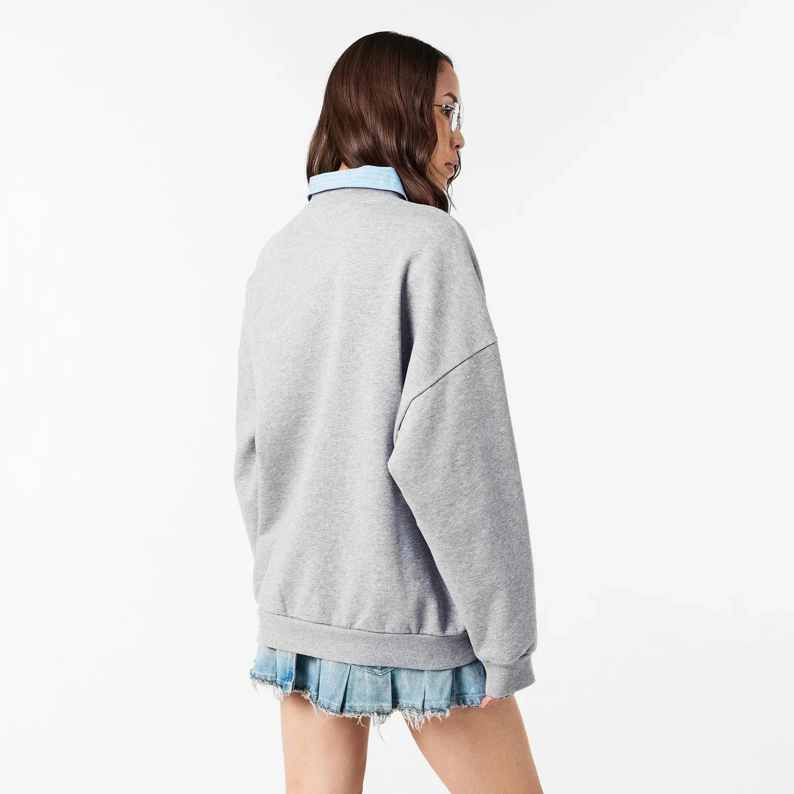 Crew Neck Ribbed Sweatshirt