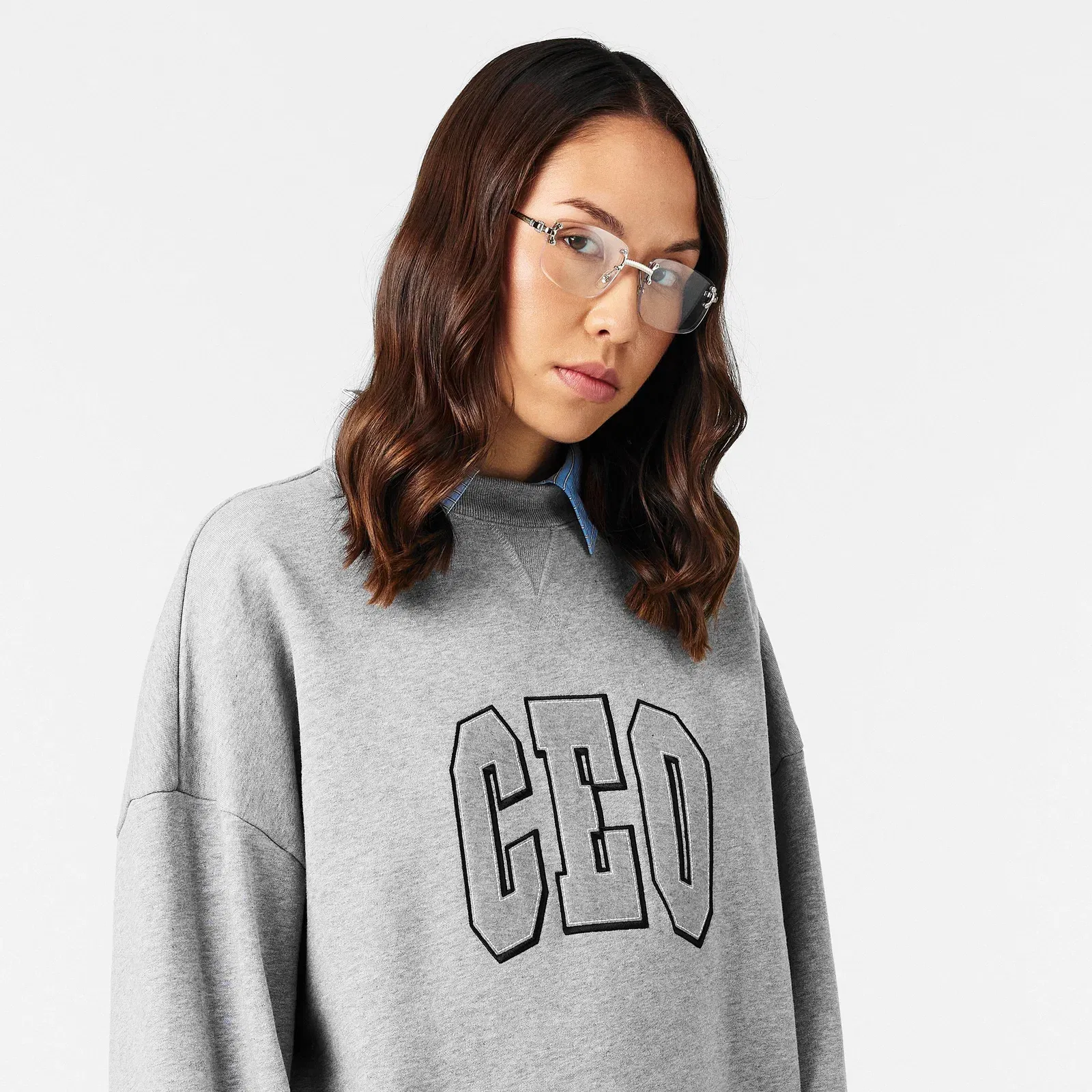 Crew Neck Ribbed Sweatshirt