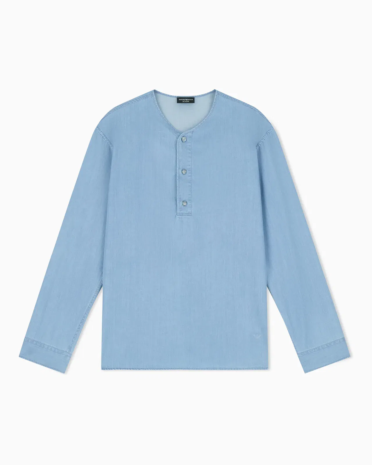 Emporio Armani Icon lightweight denim shirt with Henley collar