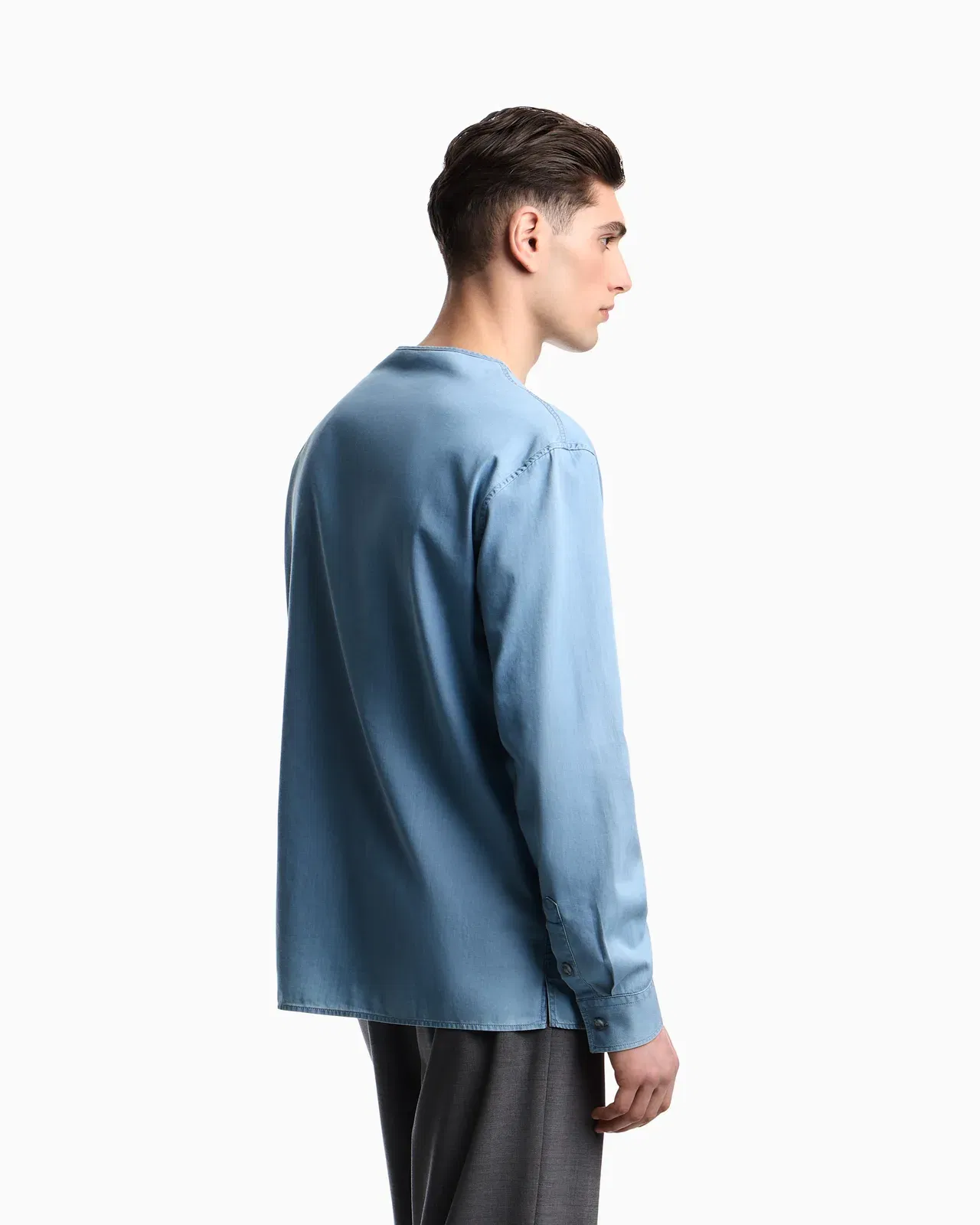 Emporio Armani Icon lightweight denim shirt with Henley collar