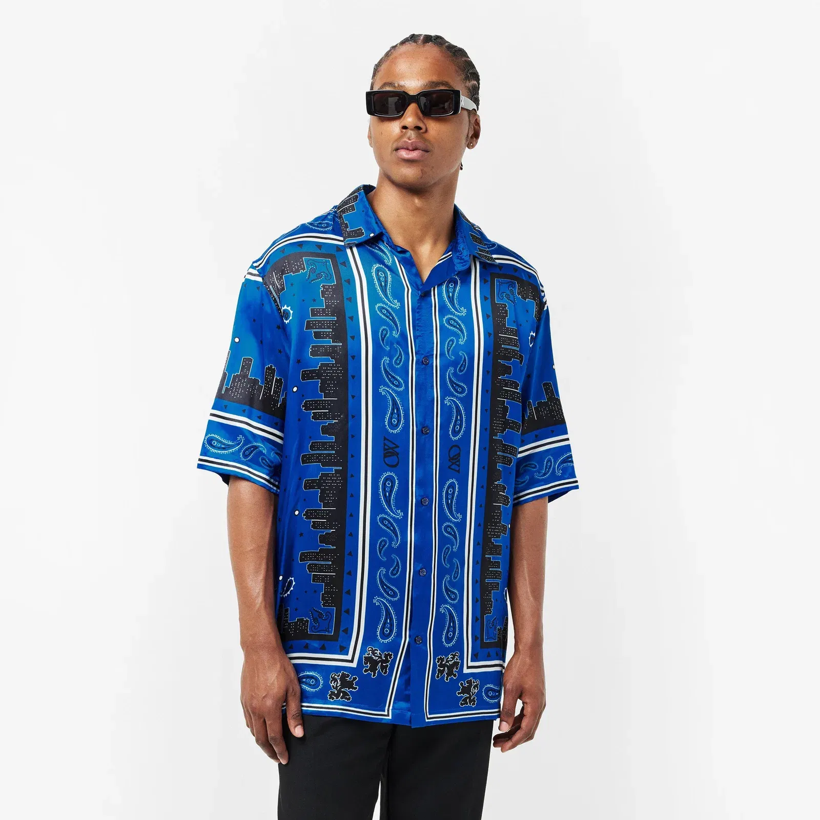 Bandana Short Sleeve Relaxed Fit Bowling Shirt