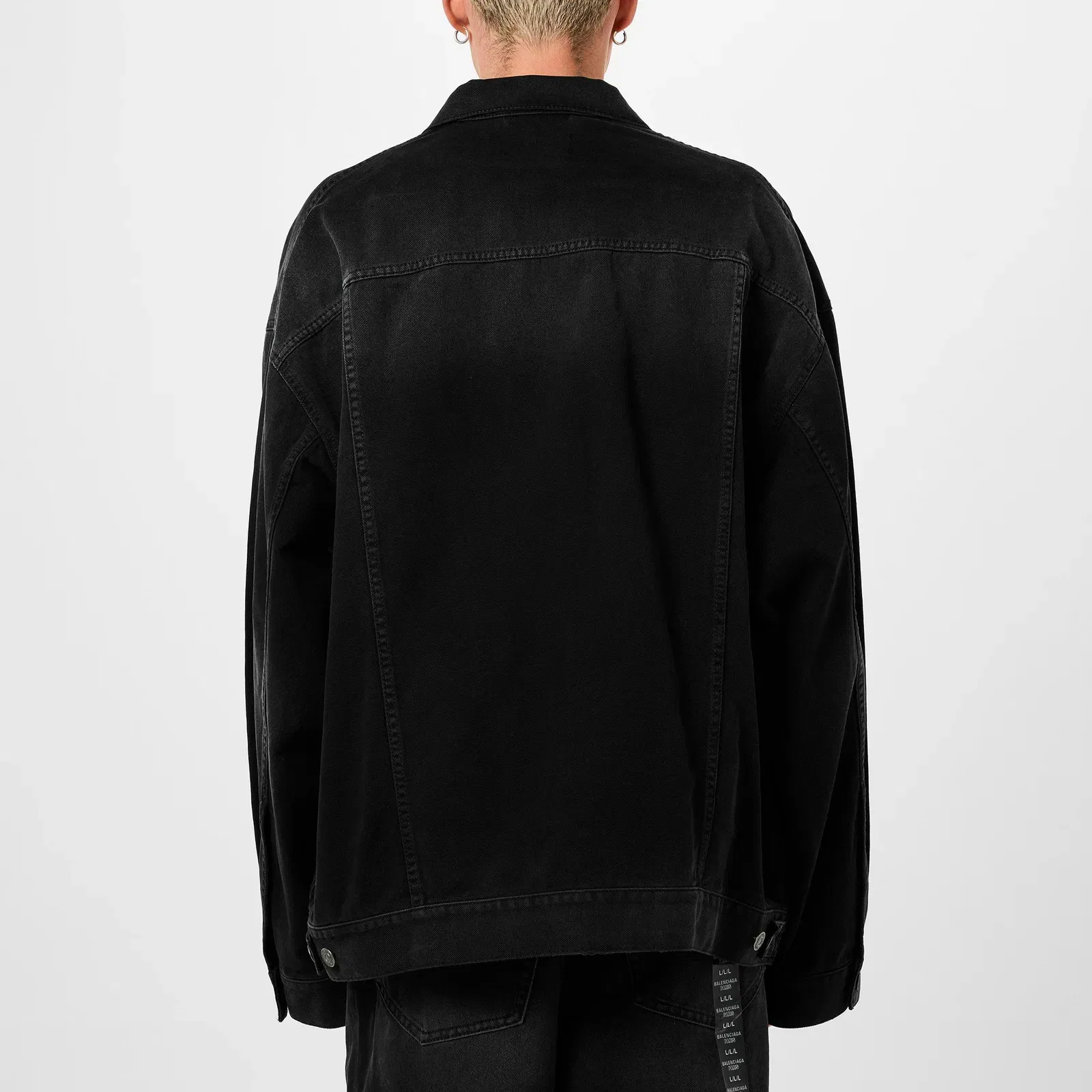 Size Sticker Cotton Long Sleeve Oversized Fit Denim Jacket