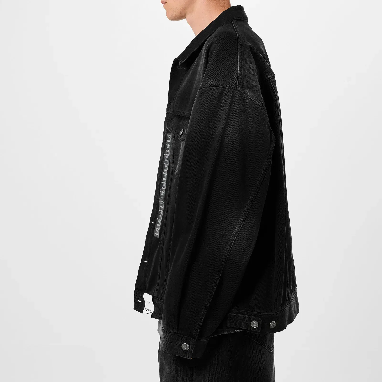 Size Sticker Cotton Long Sleeve Oversized Fit Denim Jacket