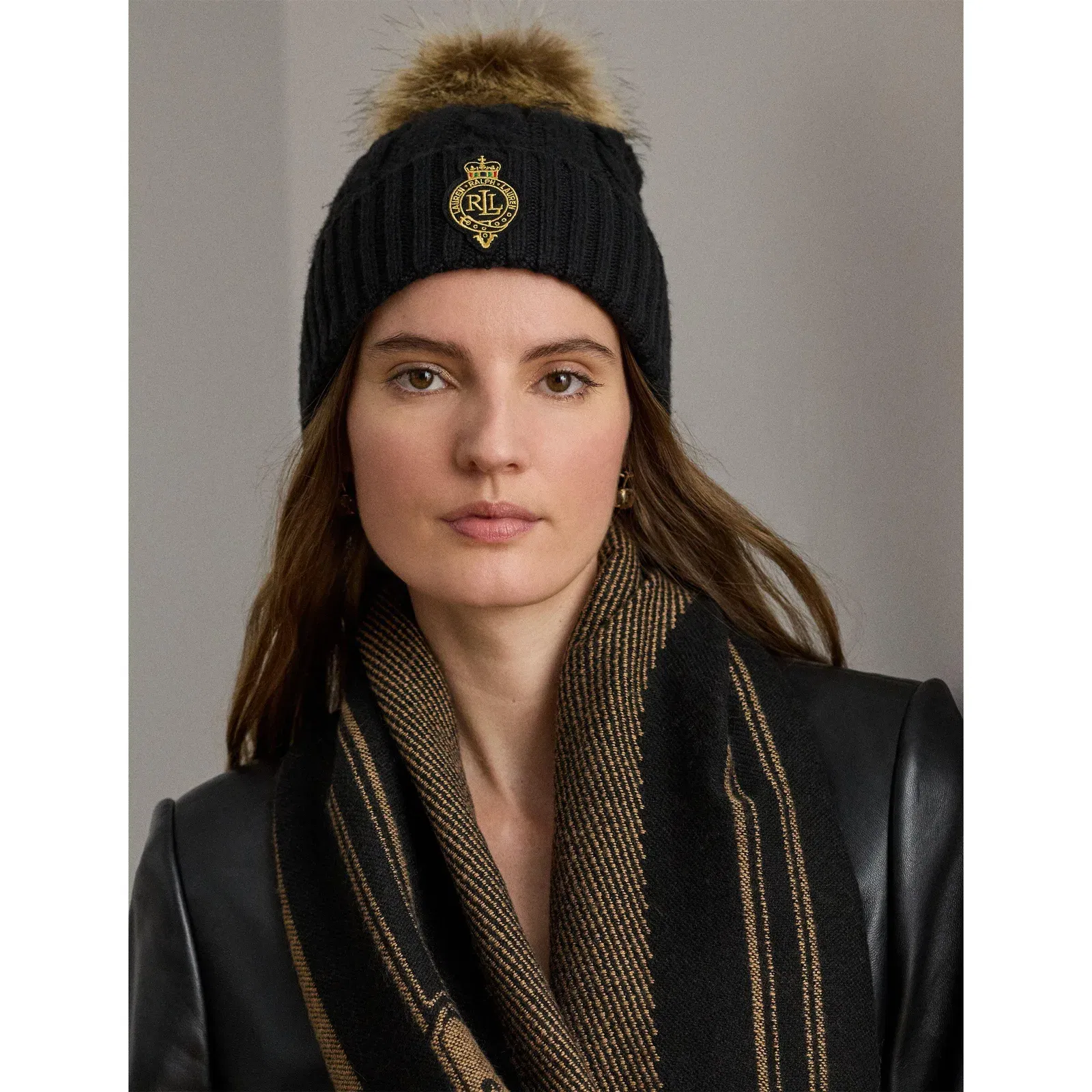 Pom-Pom Cable-Knit Beanie