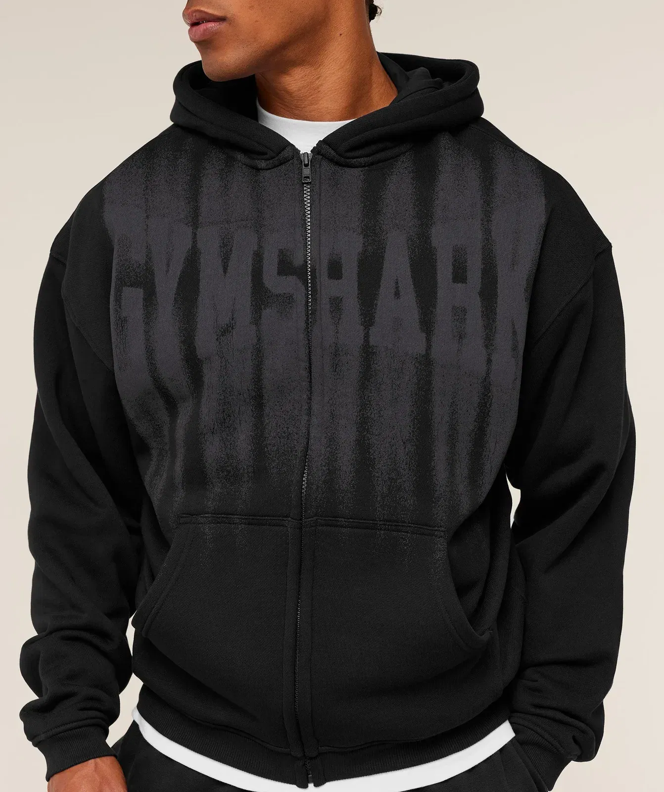 Gymshark Fade Graphic Zip Through Hoodie - GS Black