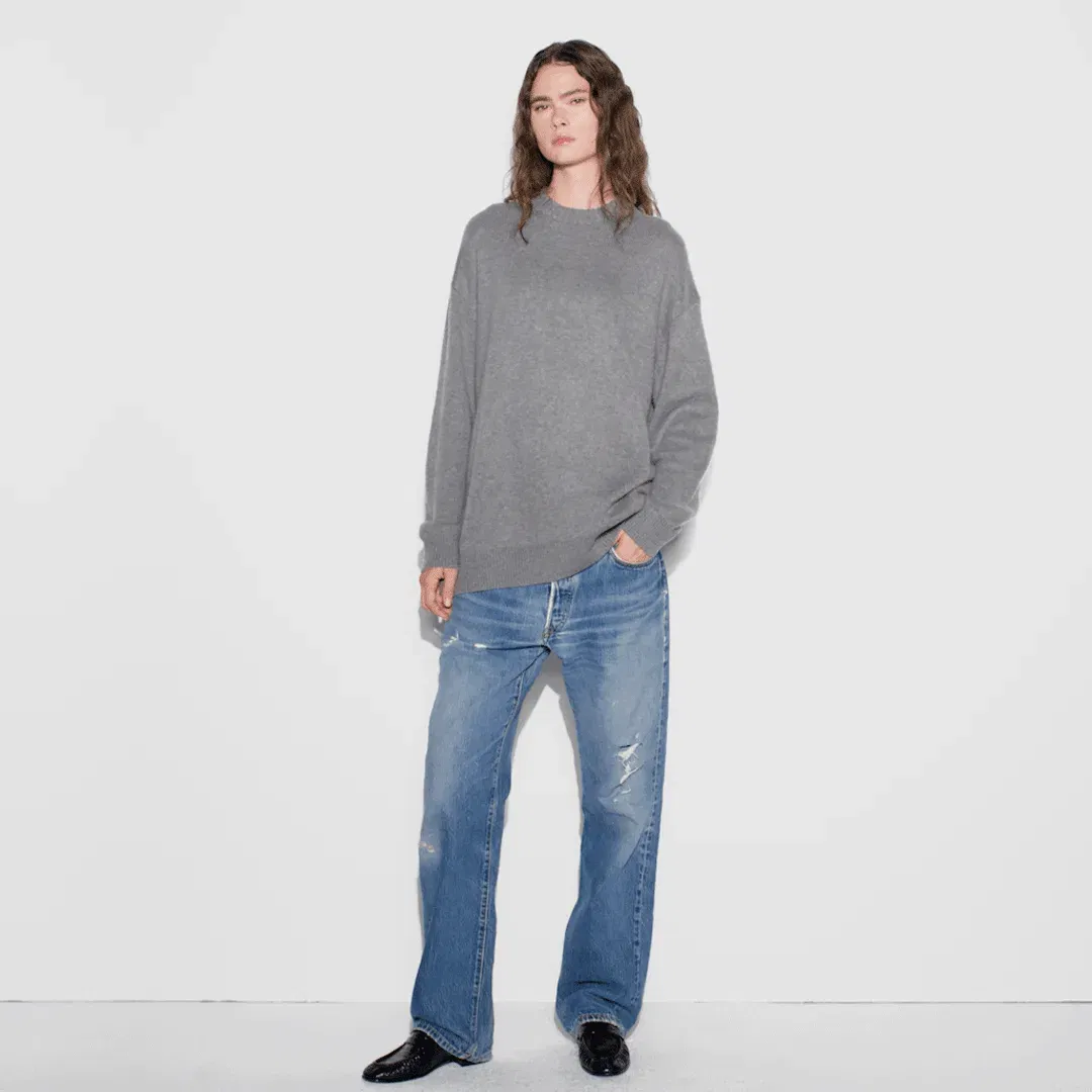 CASHMERE OVERSIZED SWEATER | DARK HEATHER GREY
