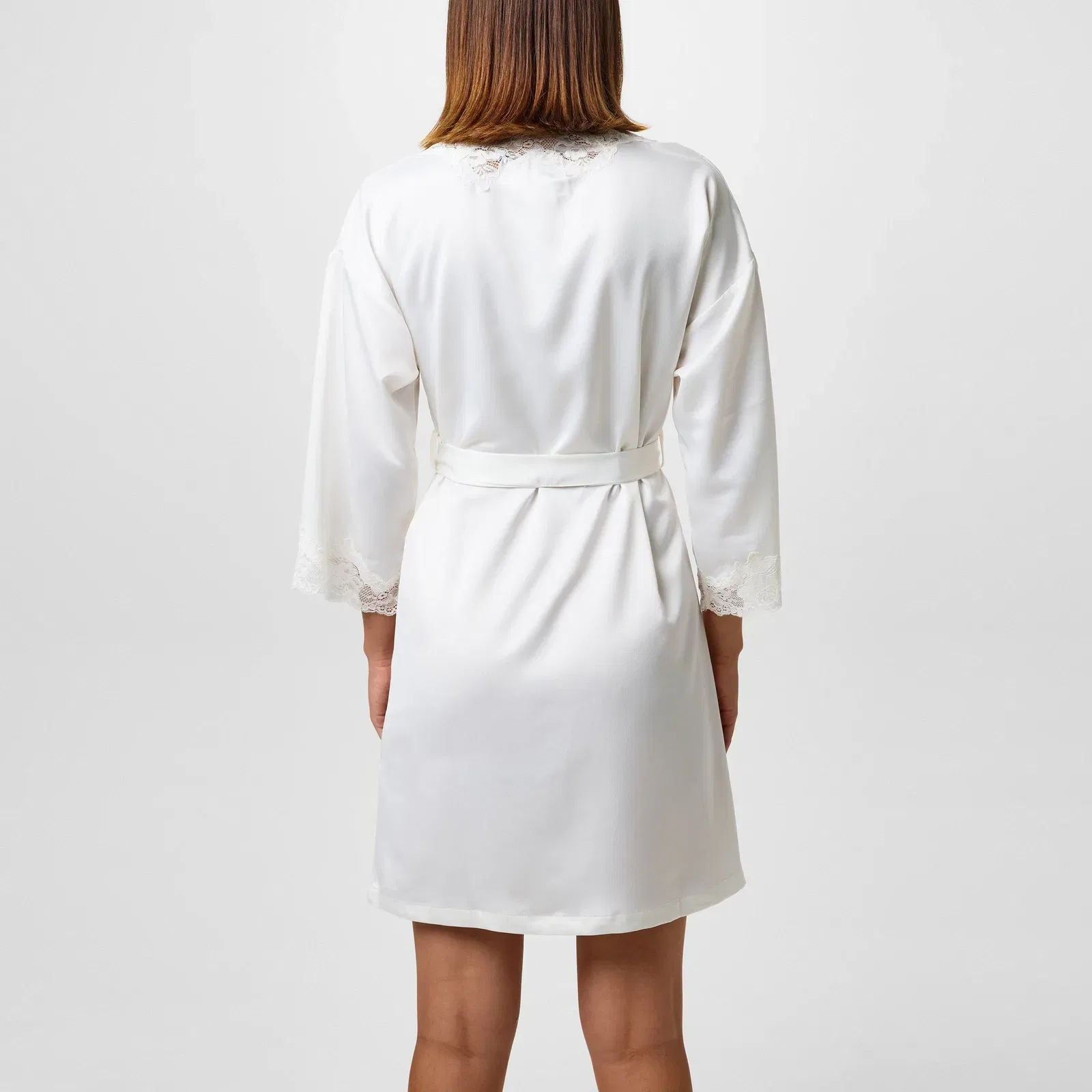 Lace-Trimmed Satin Dressing Gown