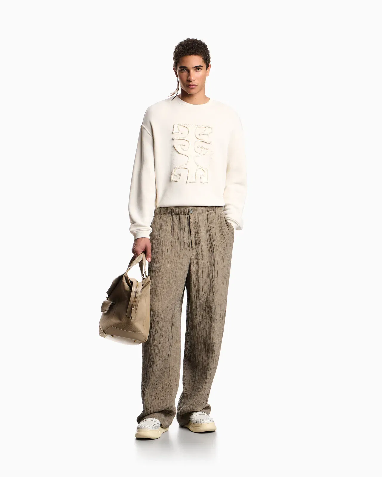 Emporio Armani Jersey twill sweatshirt with raw-cut decoration