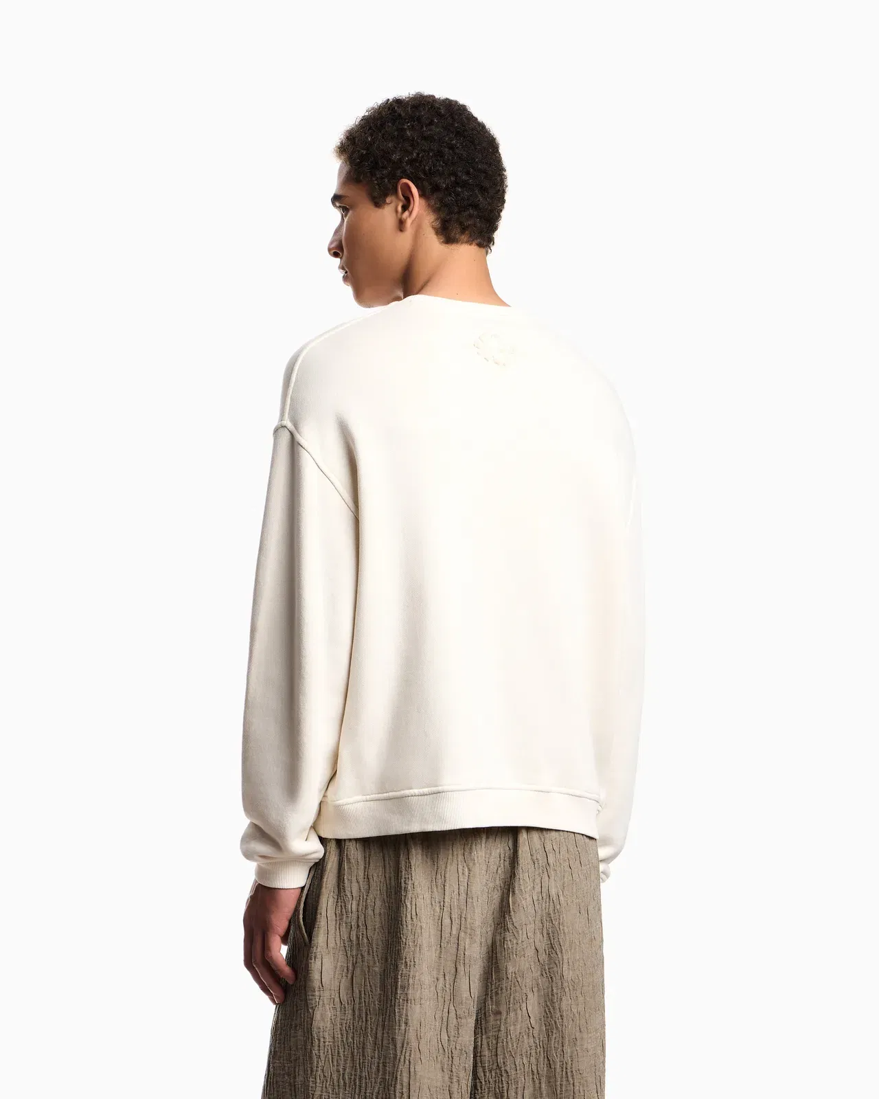 Emporio Armani Jersey twill sweatshirt with raw-cut decoration