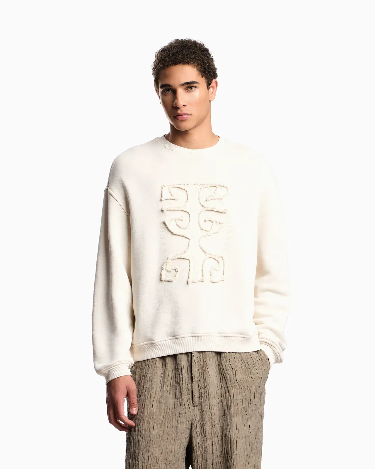 Emporio Armani Jersey twill sweatshirt with raw-cut decoration