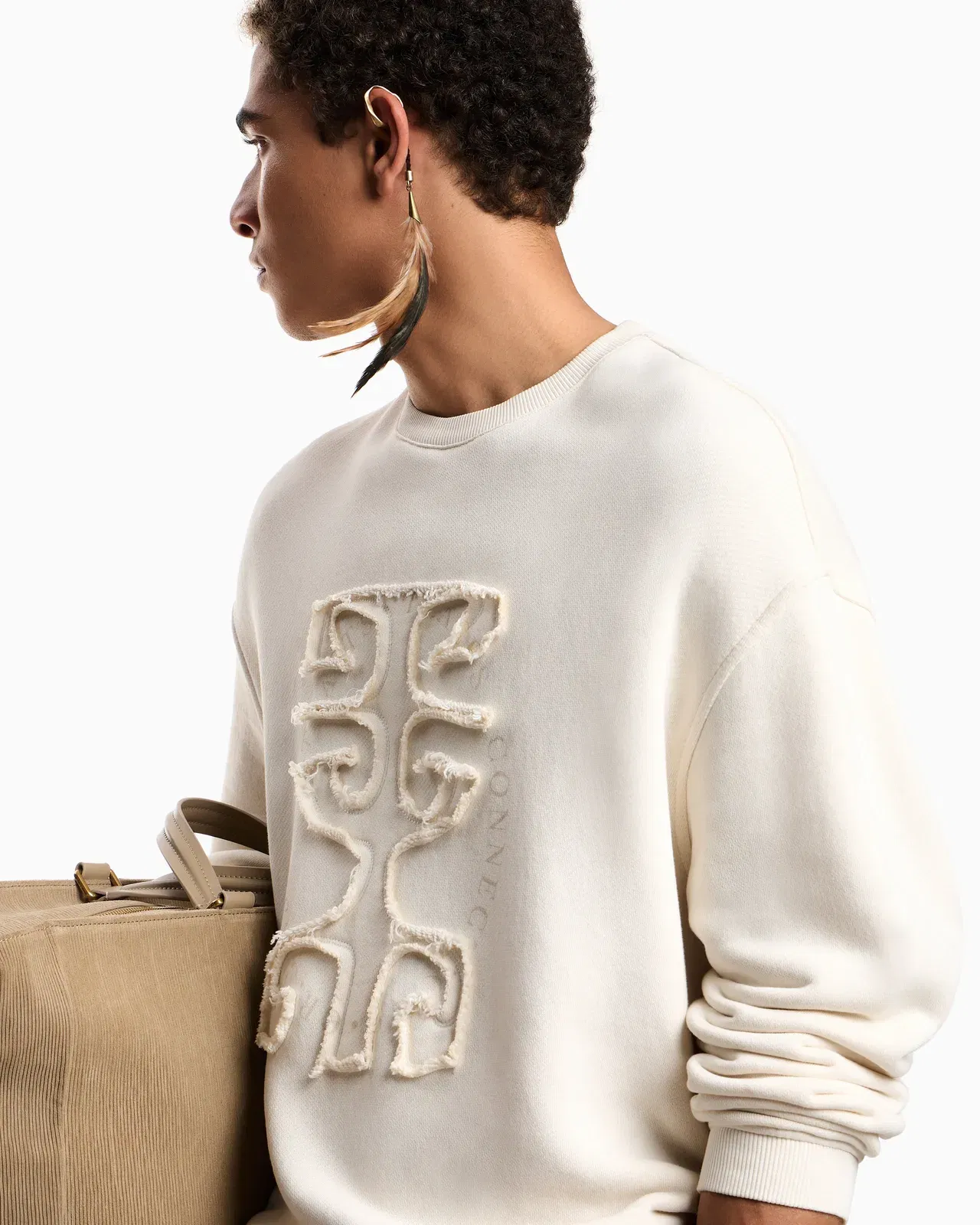 Emporio Armani Jersey twill sweatshirt with raw-cut decoration