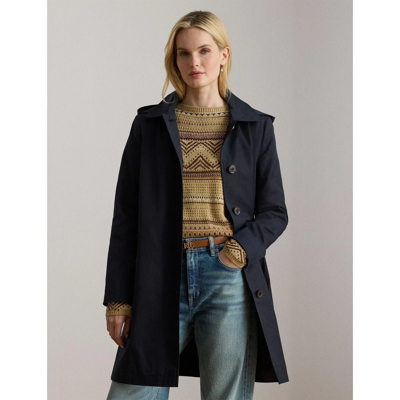 Genuine Leather Structured Trench Coat