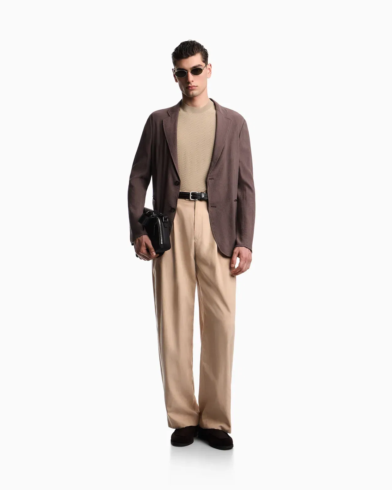 Emporio Armani Single-breasted jacket in 3D wrinkle-effect crêpe fabric