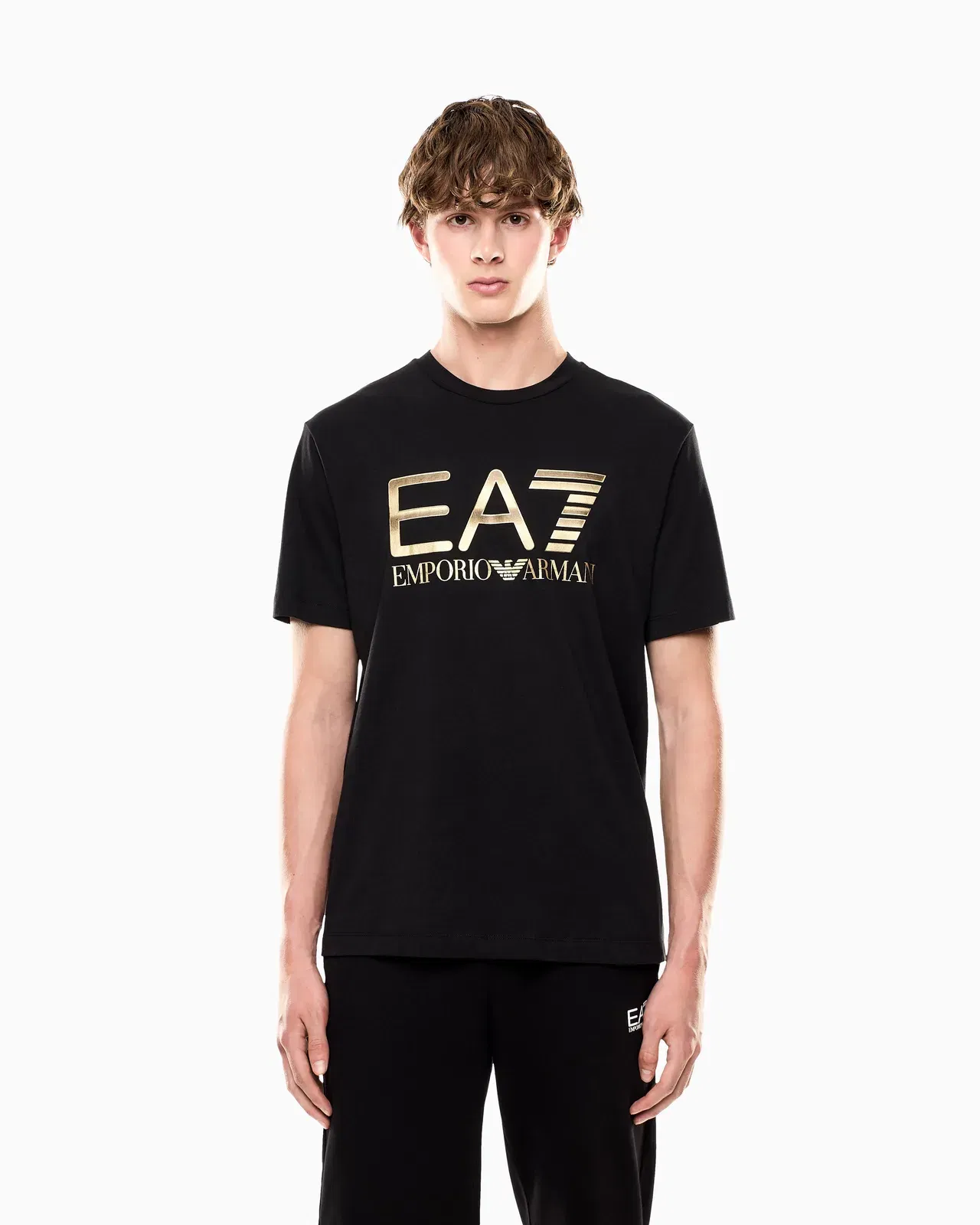 EA7 Crew neck cotton t-shirt with maxi logo Logo Series