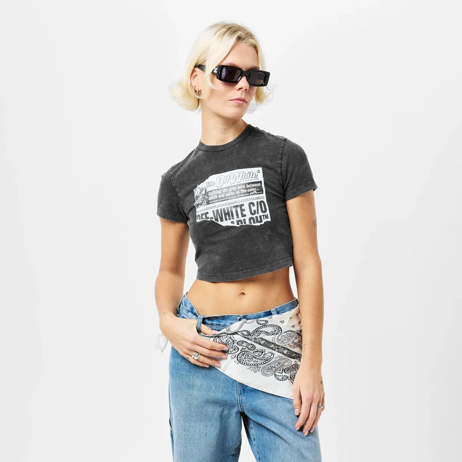 Marble Cropped Fitted Baby T-Shirt
