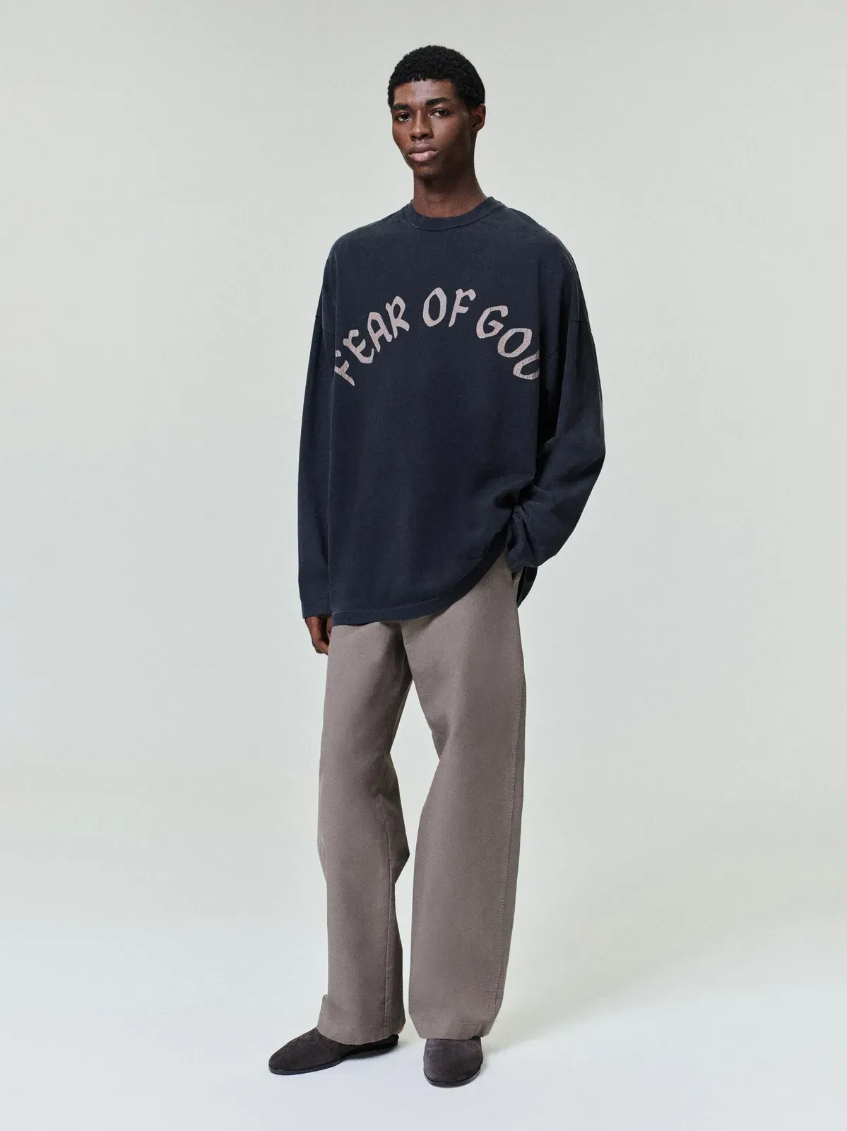 Essentials Fear Of God, F Of G Long Sleeve T-Shirt Black