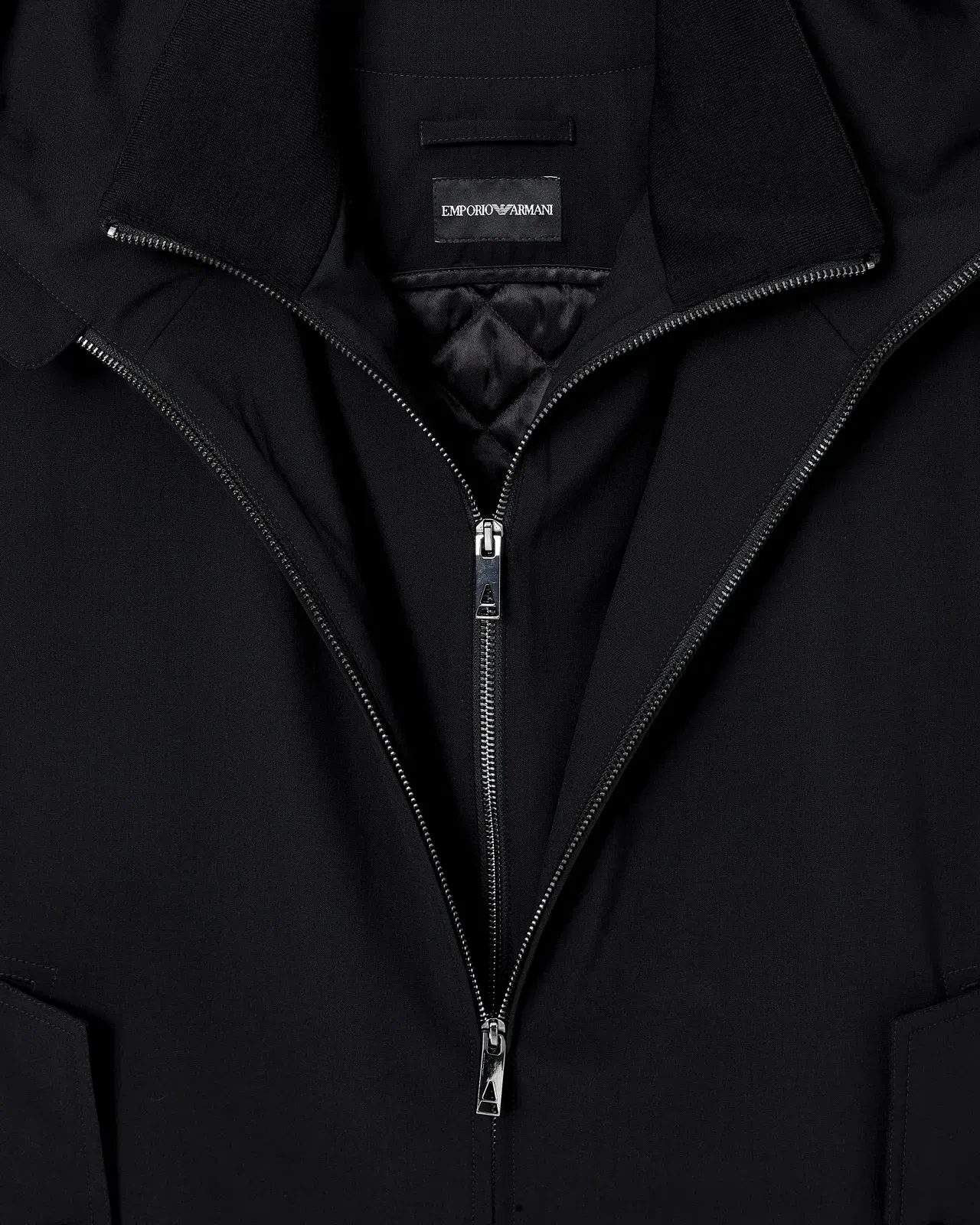 Emporio Armani Hooded sleeveless jacket in compact stretch wool canvas