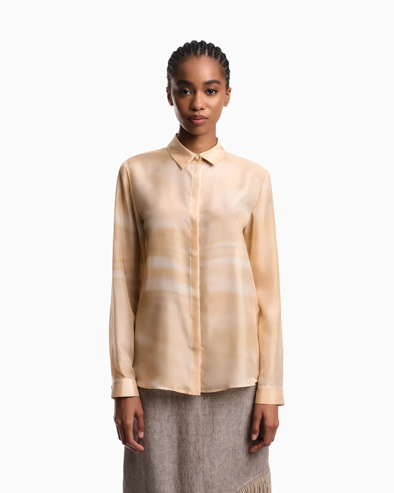 Emporio Armani Shirt in pongee silk with faded print