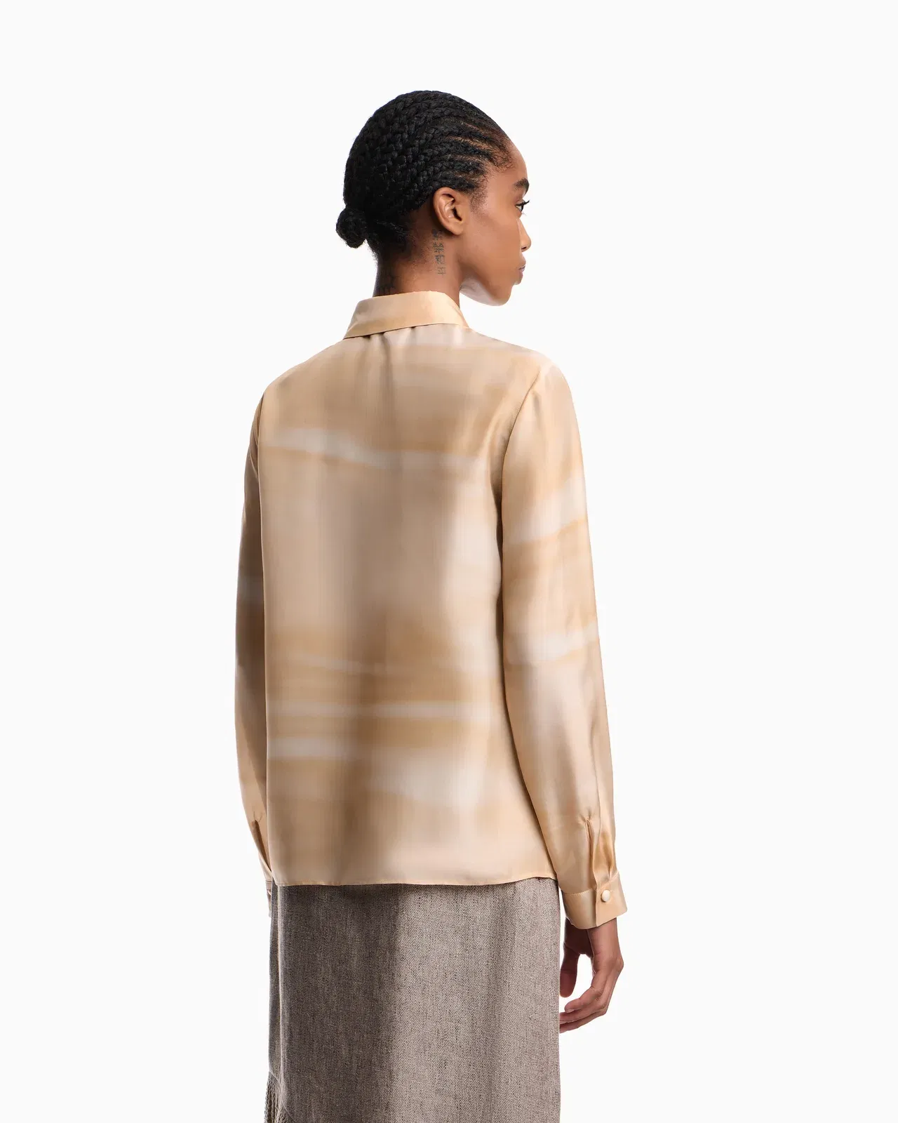 Emporio Armani Shirt in pongee silk with faded print