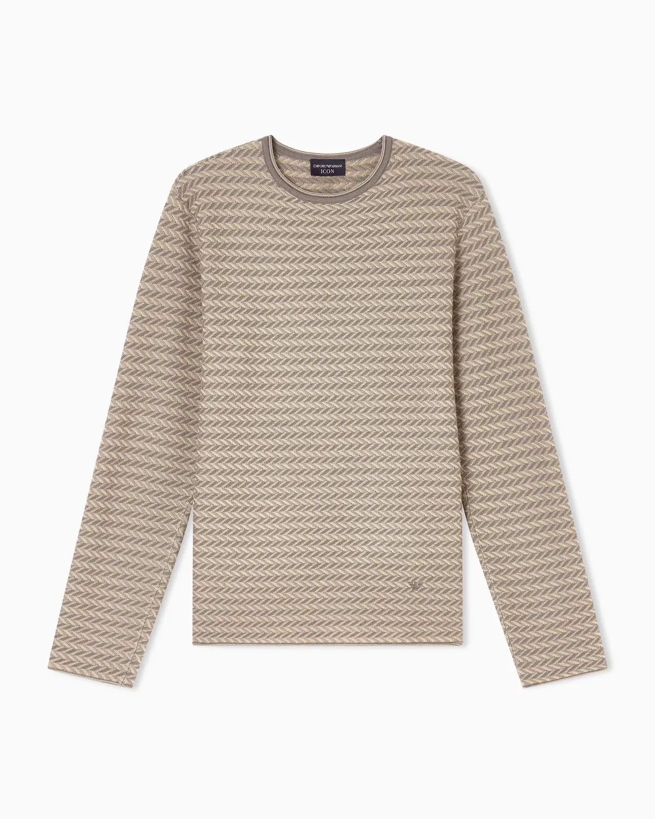 Emporio Armani Icon virgin-wool jumper with a two-tone chevron motif