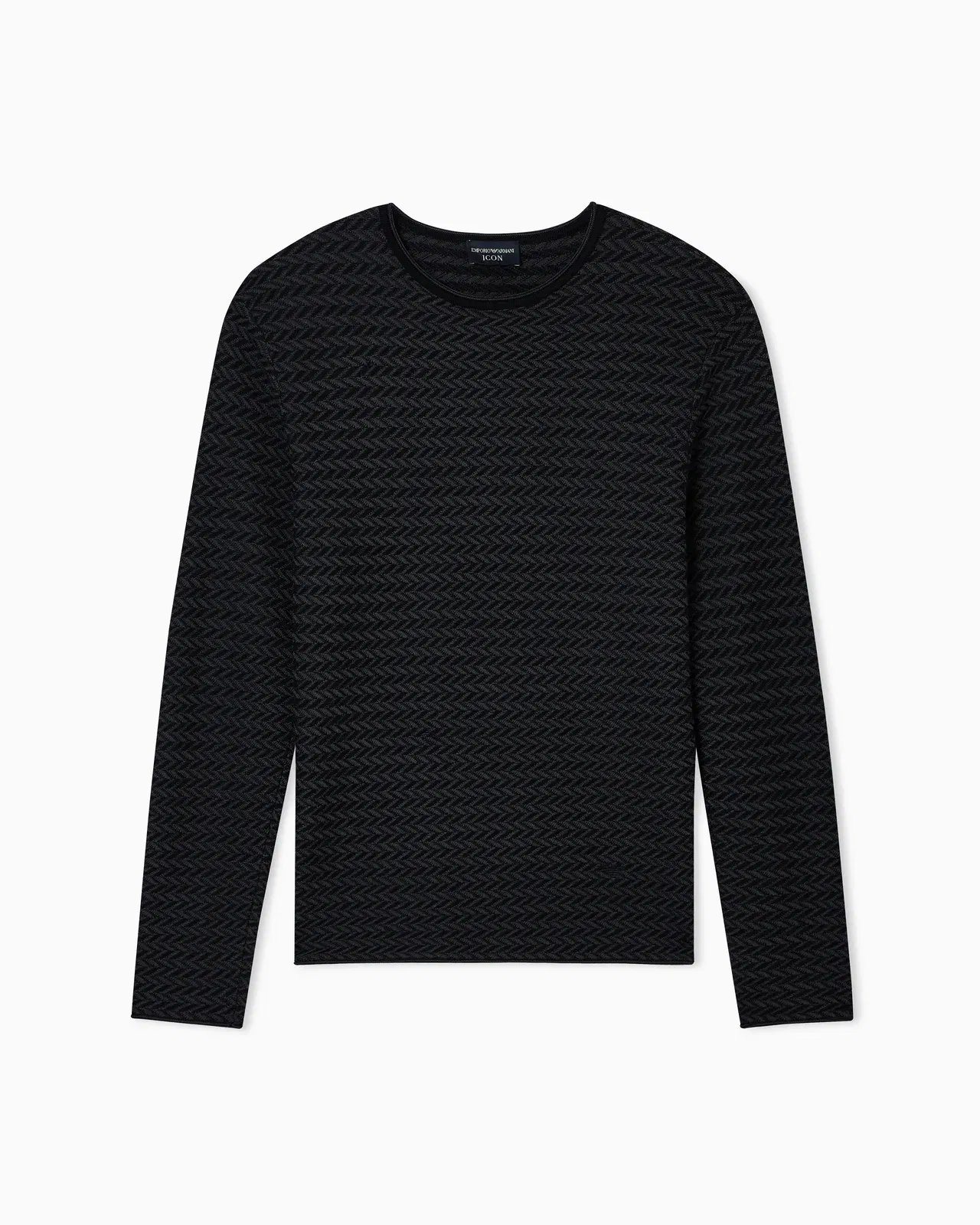 Emporio Armani Icon virgin-wool jumper with a two-tone chevron motif