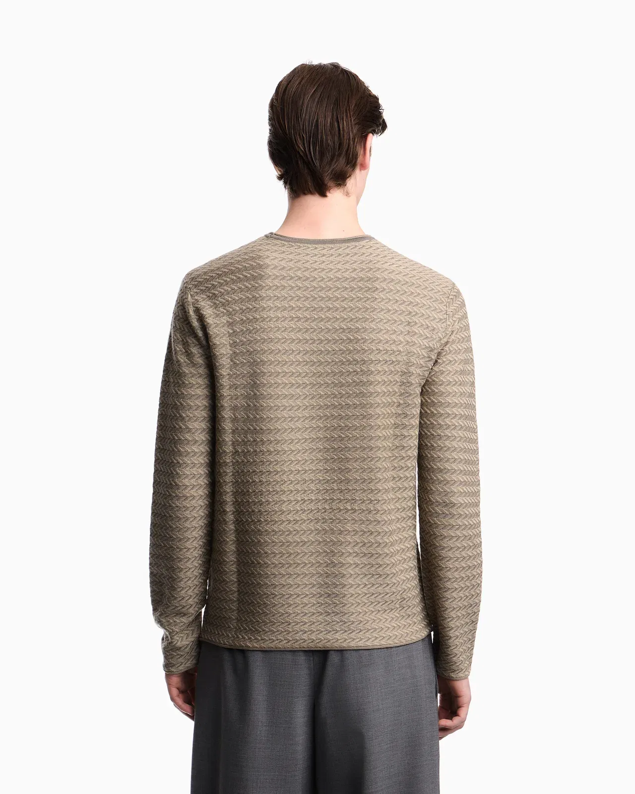 Emporio Armani Icon virgin-wool jumper with a two-tone chevron motif