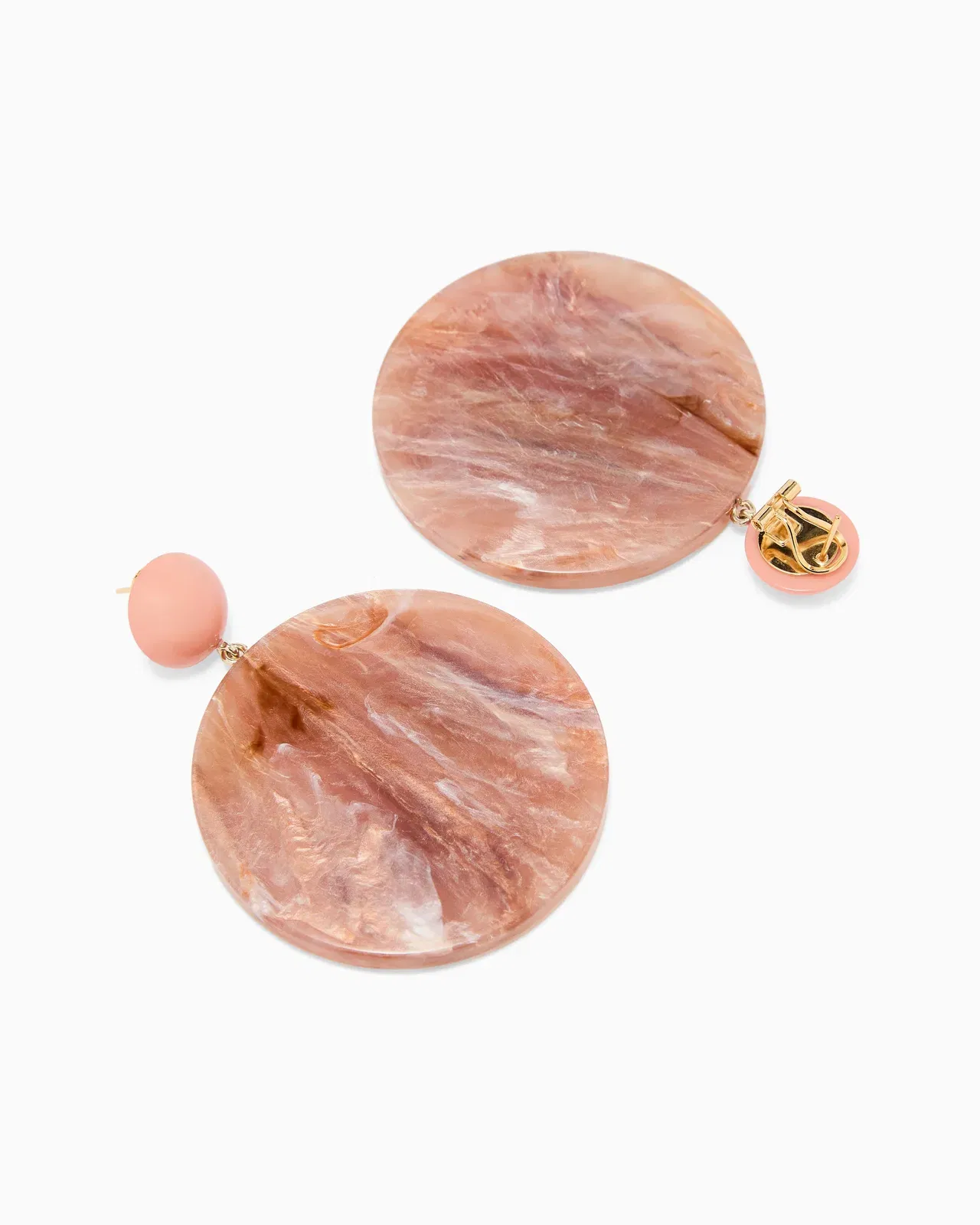 Emporio Armani Oversized round pendant earrings with a marbled finish