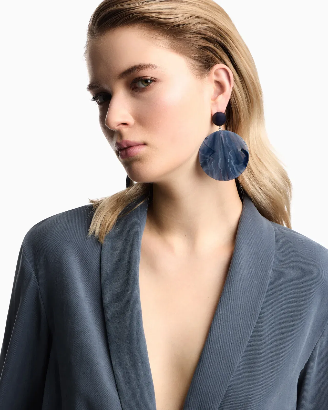 Emporio Armani Oversized round pendant earrings with a marbled finish