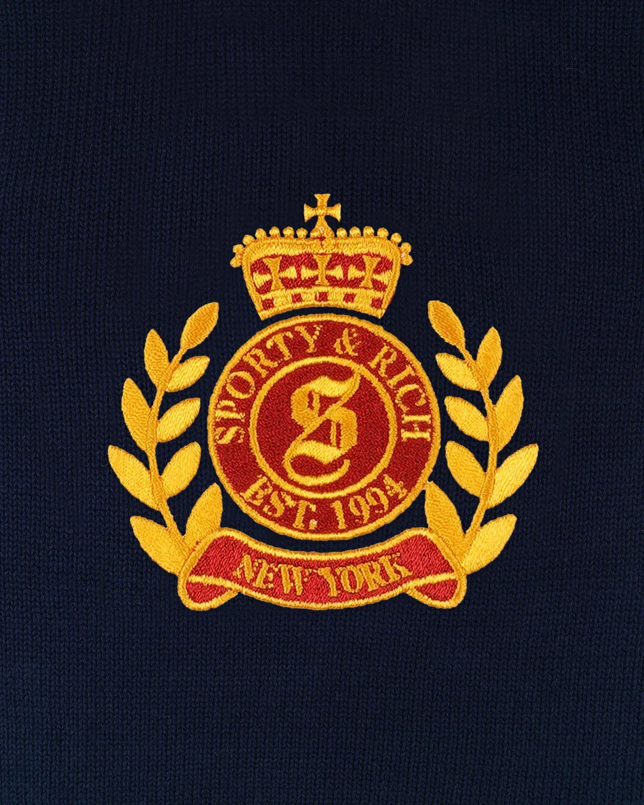 NY Crest Knitted Turtleneck - Navy