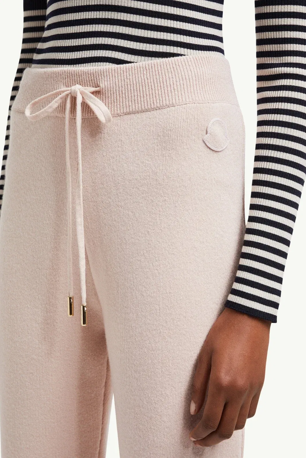 Moncler Wool & Cashmere Blend Cropped Jogging Pants Light Pink Light Pink