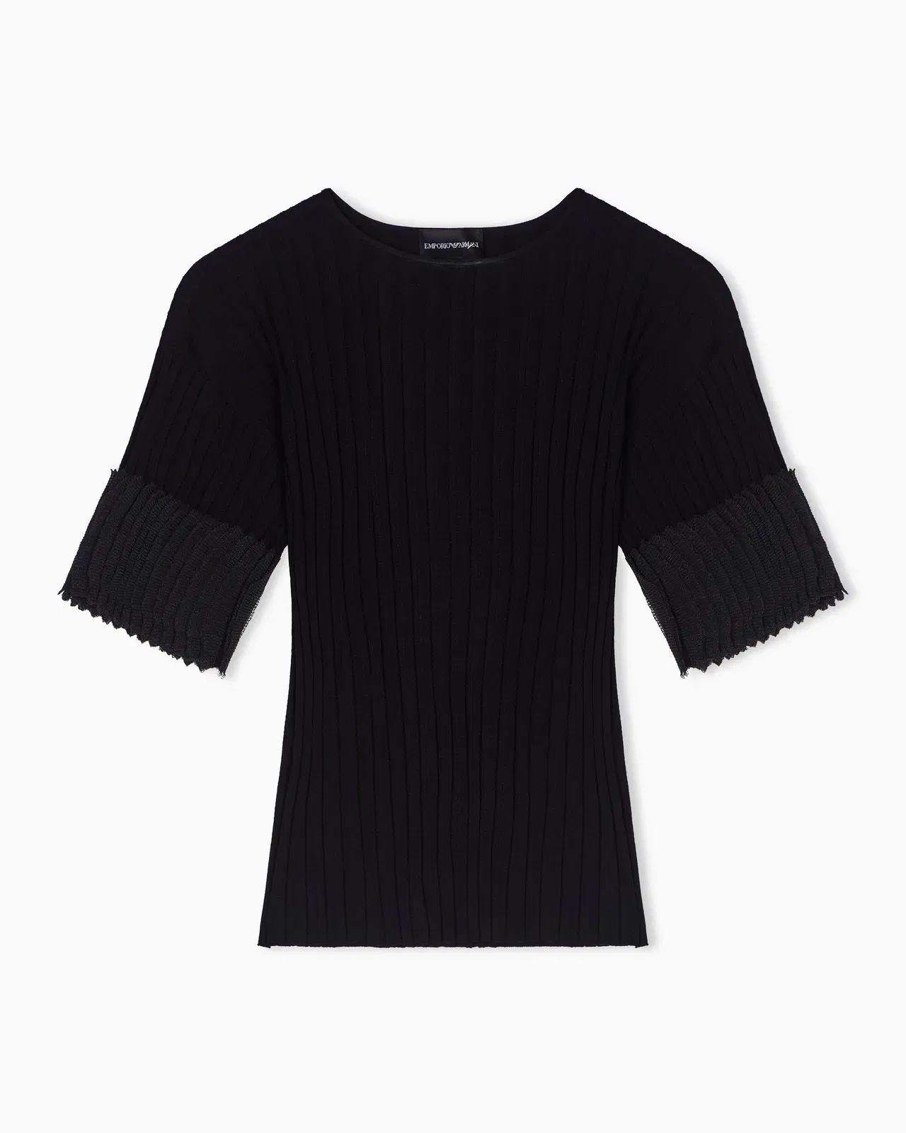 Emporio Armani ribbed jumper with pleated detail