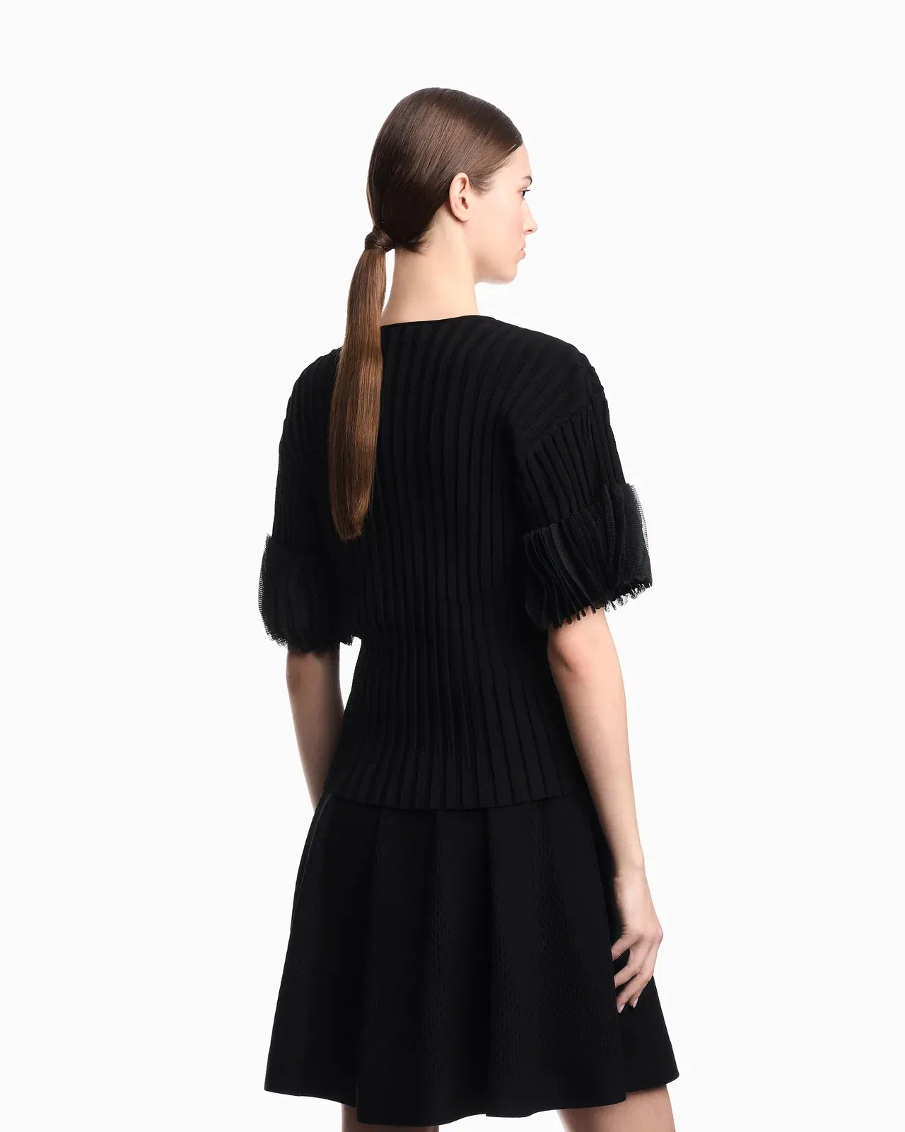 Emporio Armani ribbed jumper with pleated detail