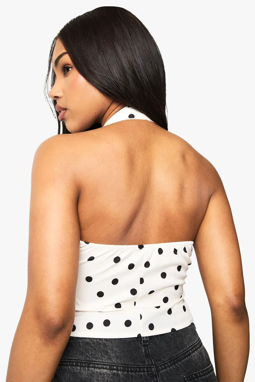 Woven Polka Dot Wrap Top