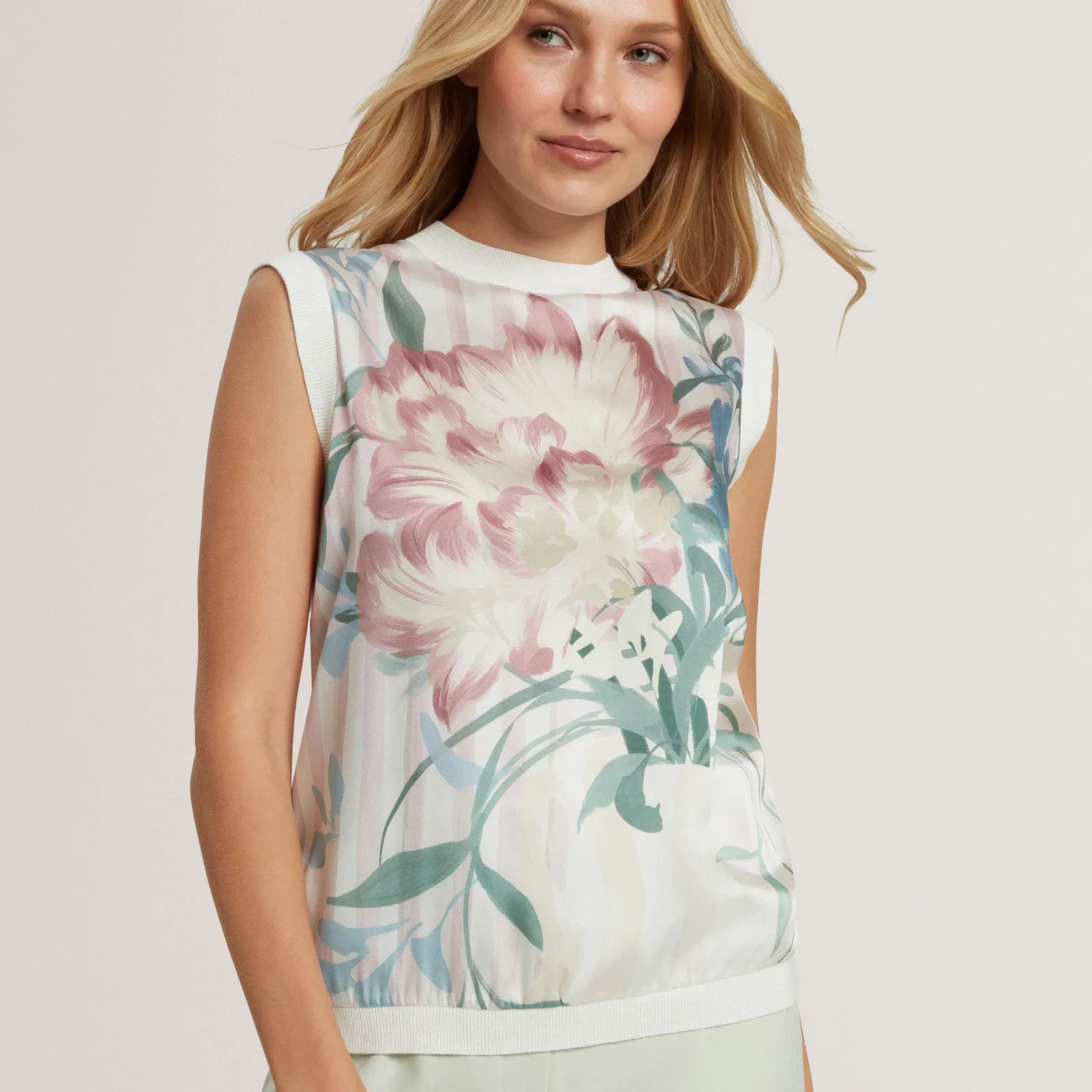 Ted Baker Floral Printed Front Knit Tank Top