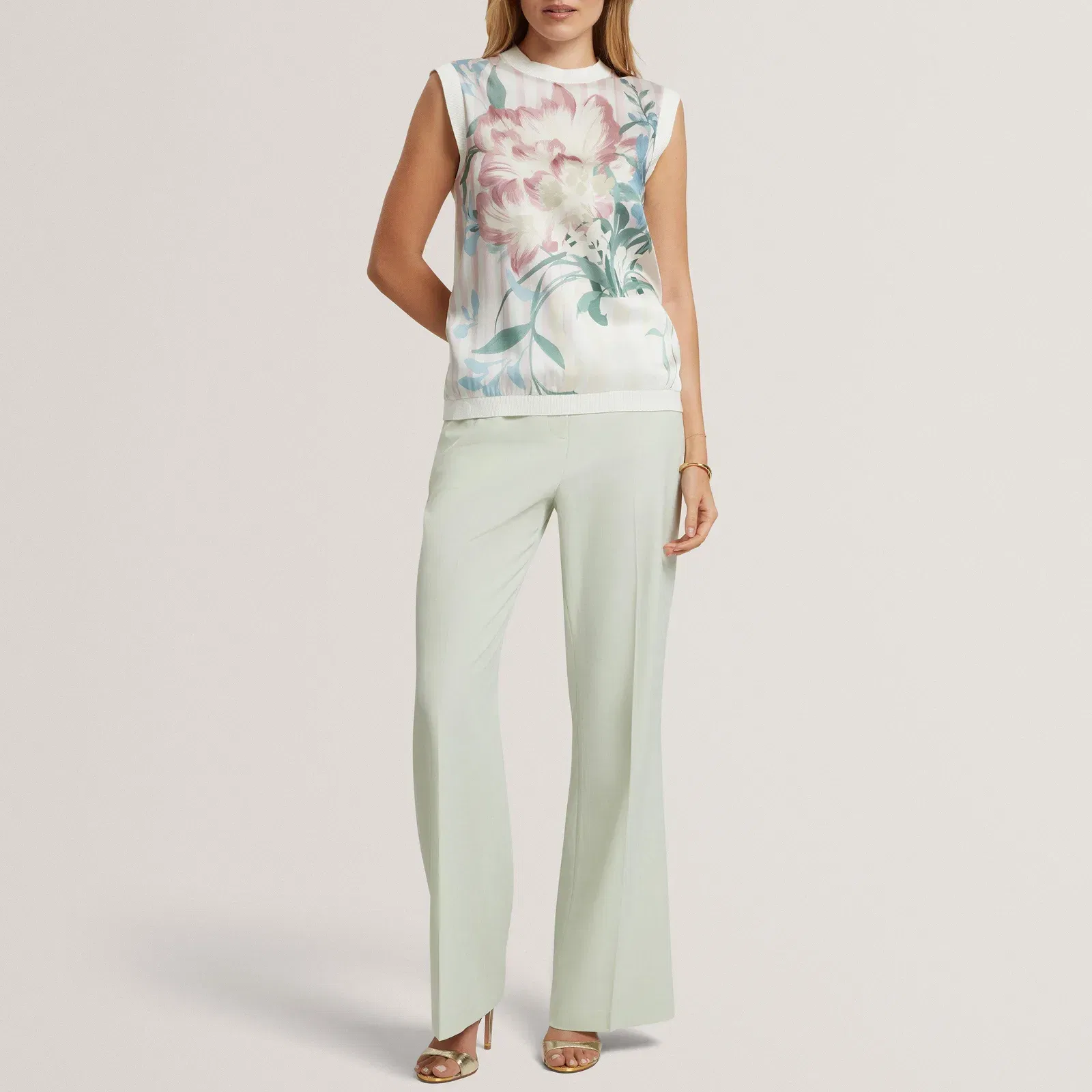Ted Baker Floral Printed Front Knit Tank Top