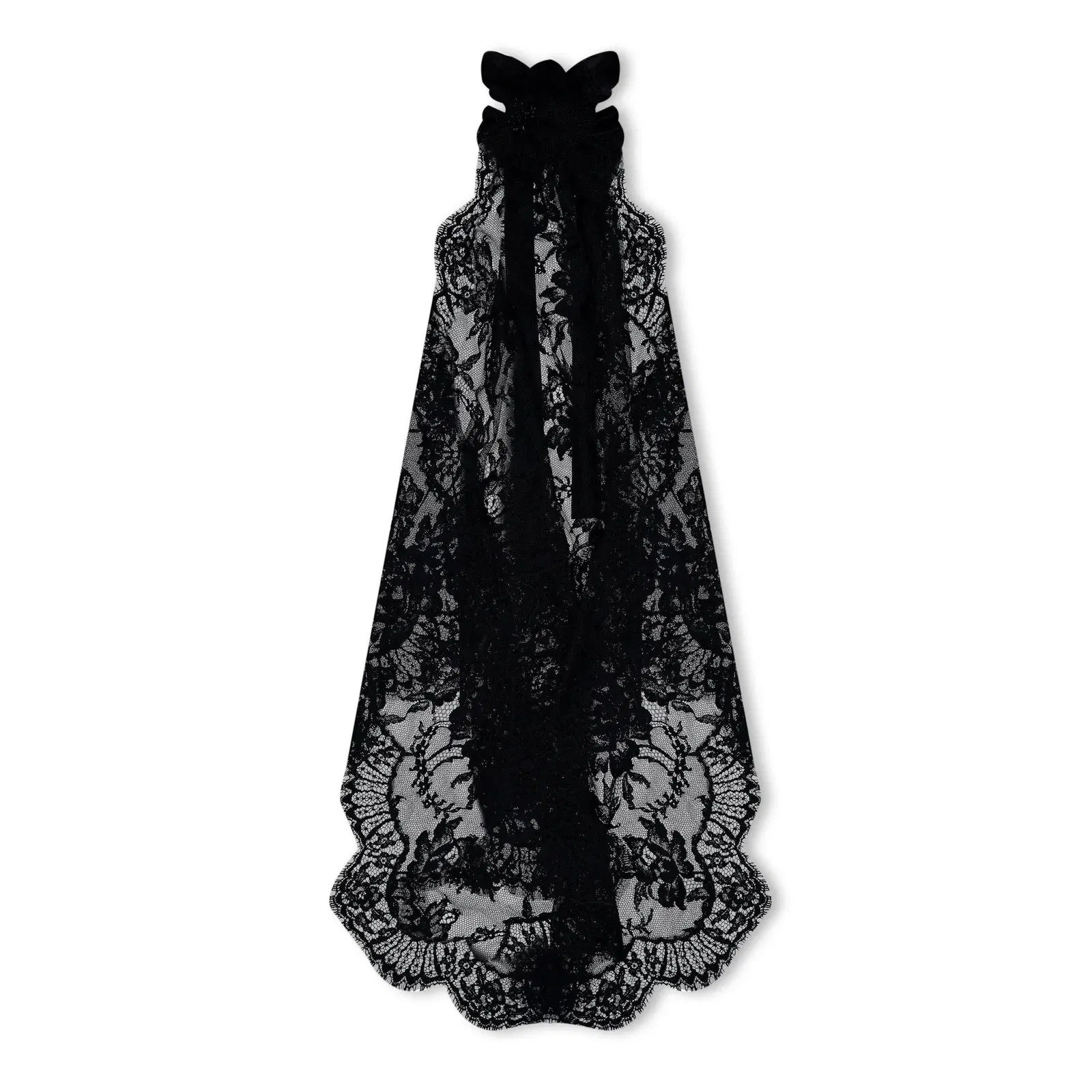 Asymmetrical Lace Top With Flower Detail On Neck