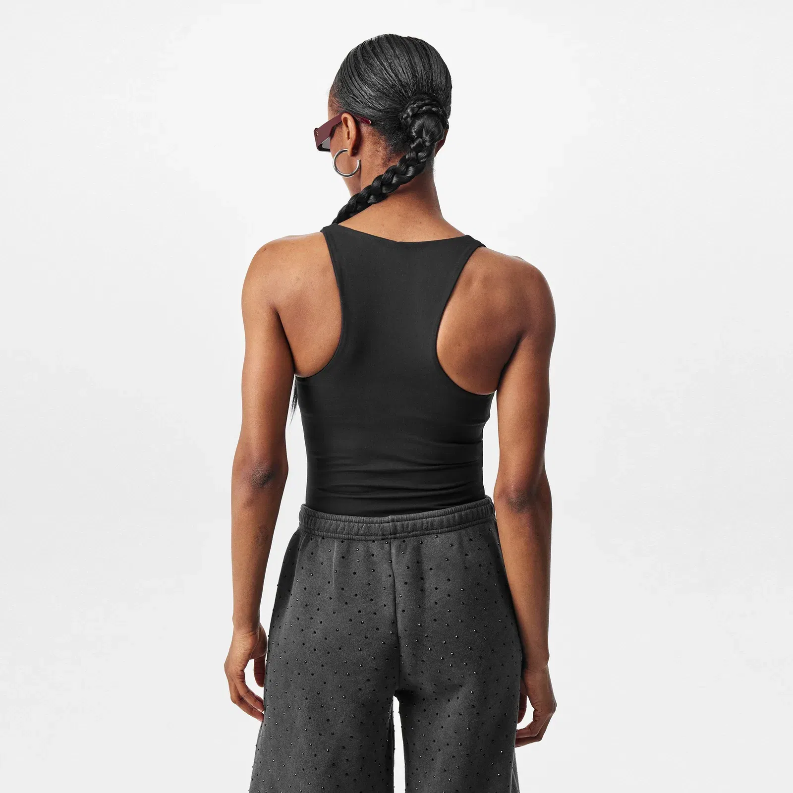 V-Neck Built-In Bra 4-Way Stretch Slim Fit Tank Vest