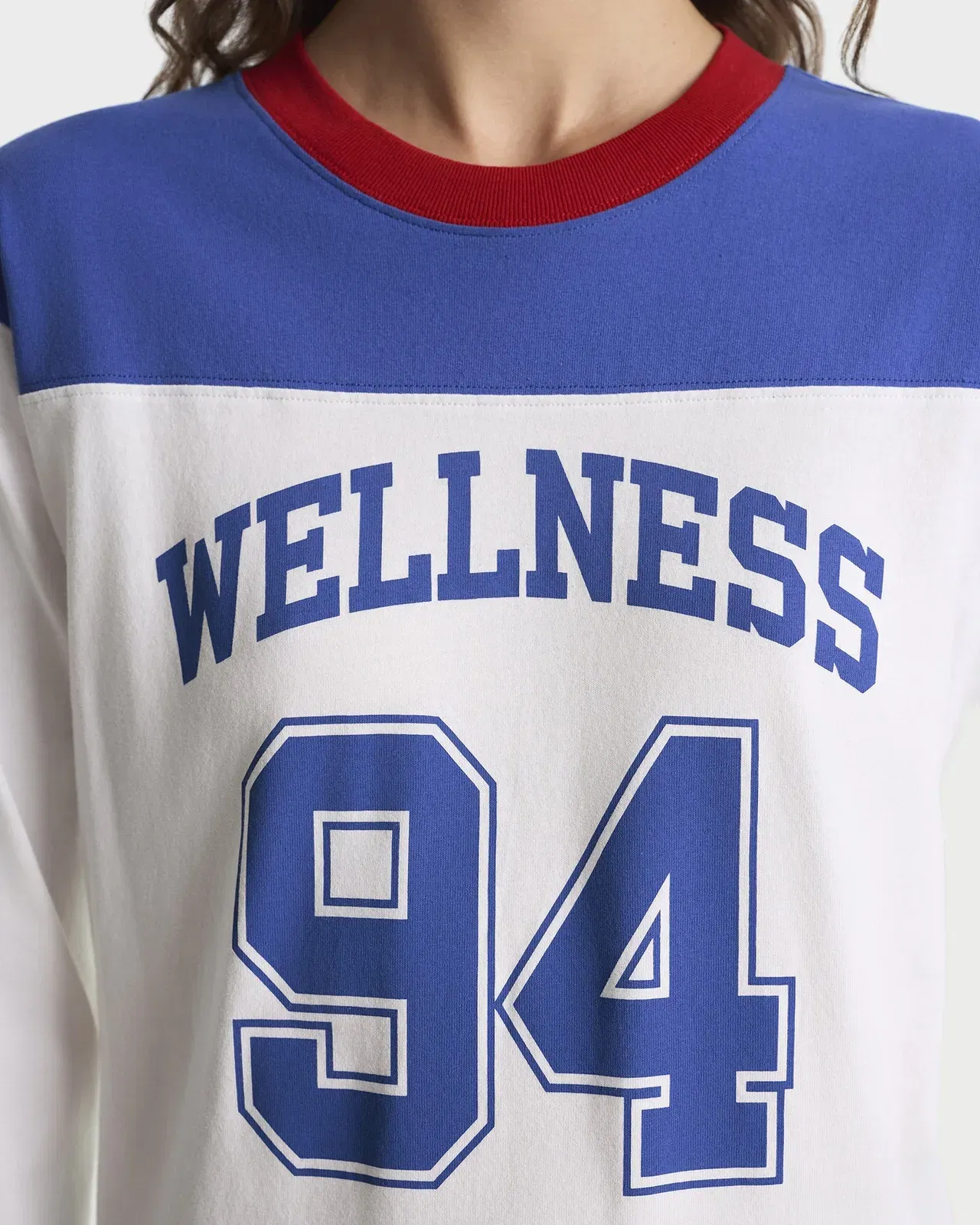 Wellness 94 Long Football T-Shirt - White/Ruby/Team Blue