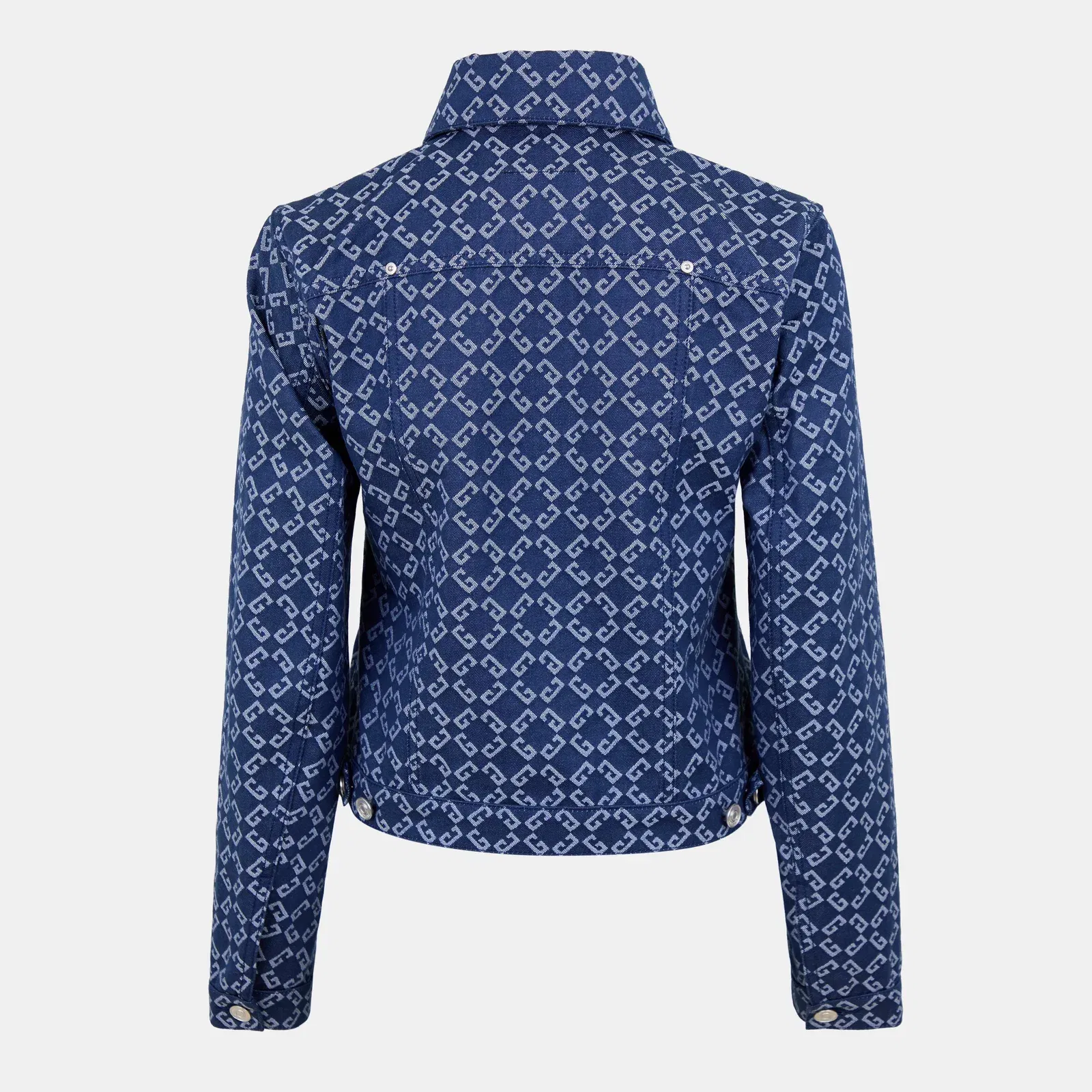 Monogram Long Sleeve Button Hip Length Denim Jacket
