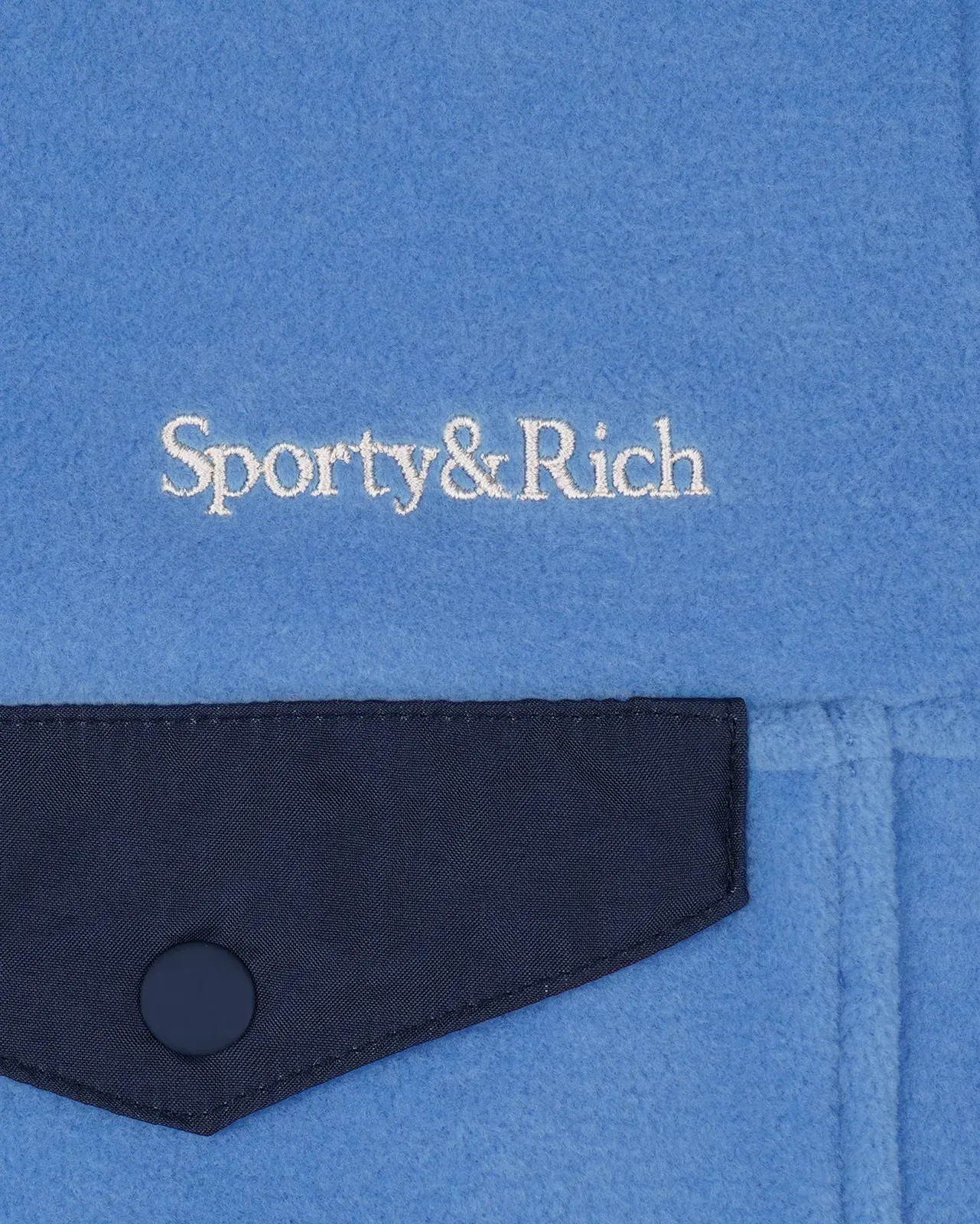 Serif Logo Buttoned Polar Sweatshirt - Azure/Light Navy