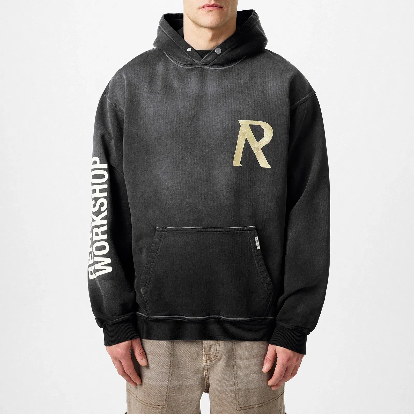 Masking Tape Initial Cotton Oversized Fit Hoodie