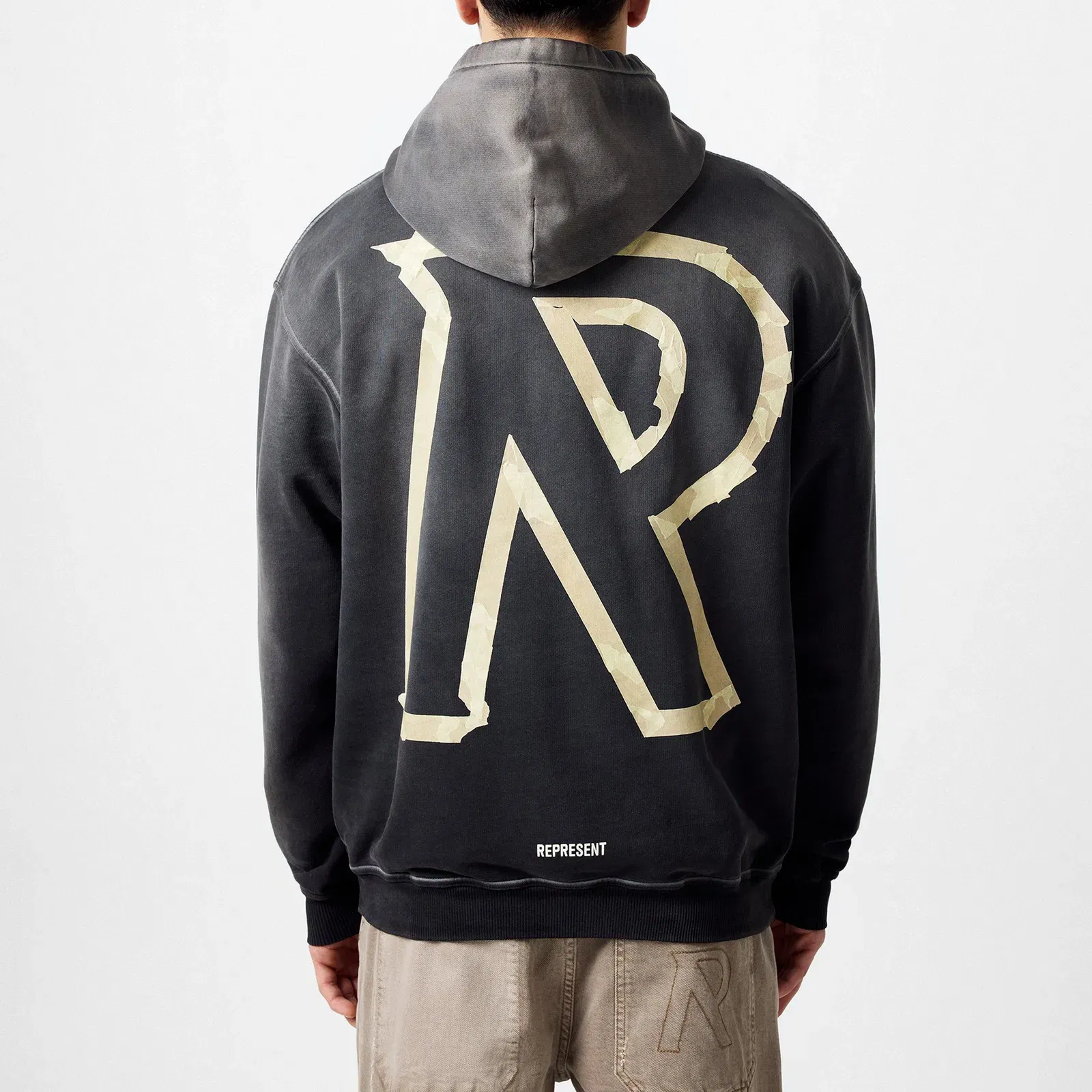 Masking Tape Initial Cotton Oversized Fit Hoodie