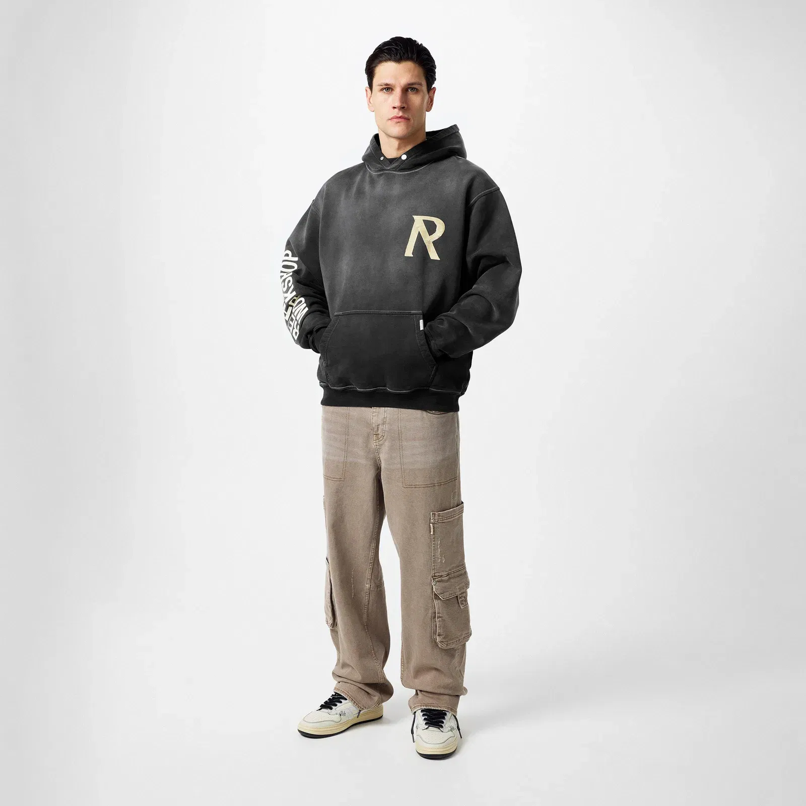 Masking Tape Initial Cotton Oversized Fit Hoodie