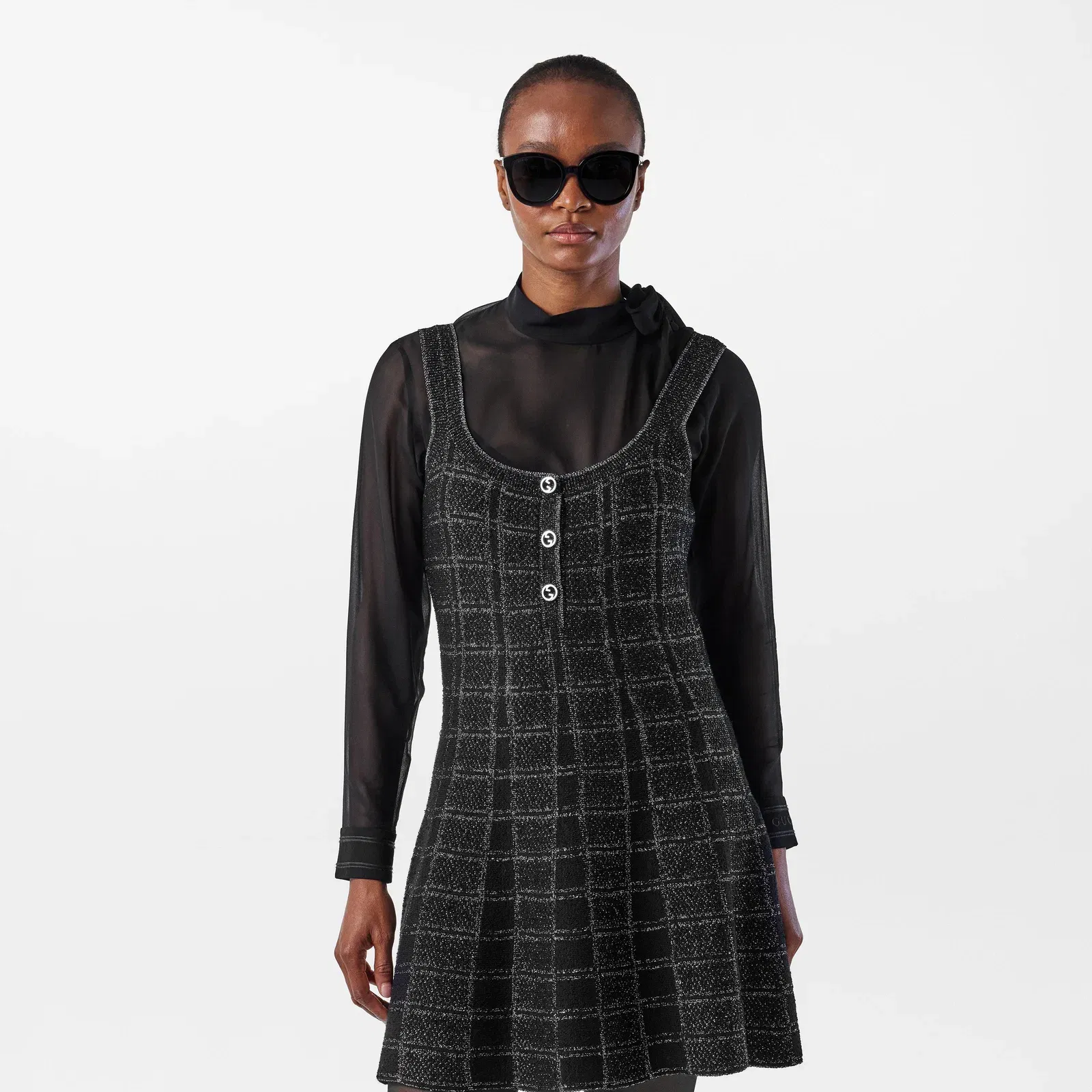 Lamé Button Dress