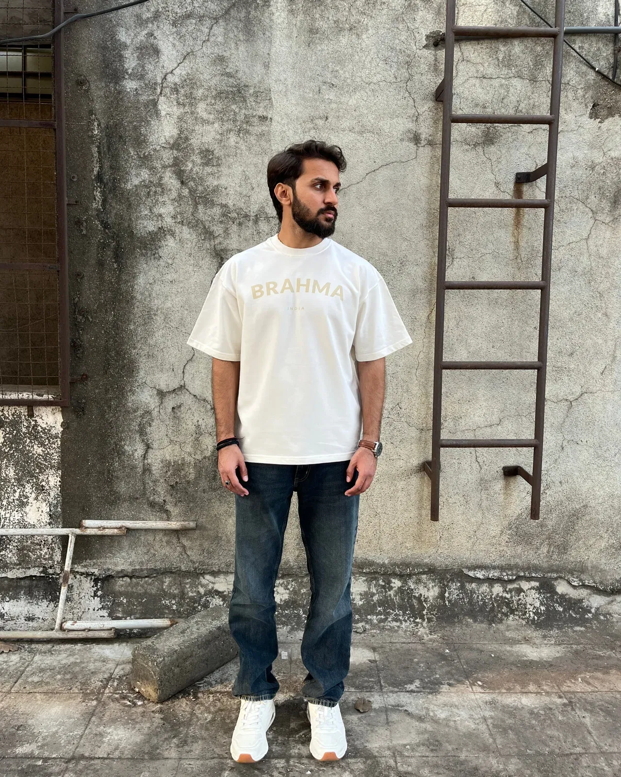 Brahma India // Beige Oversized Unisex T-shirt