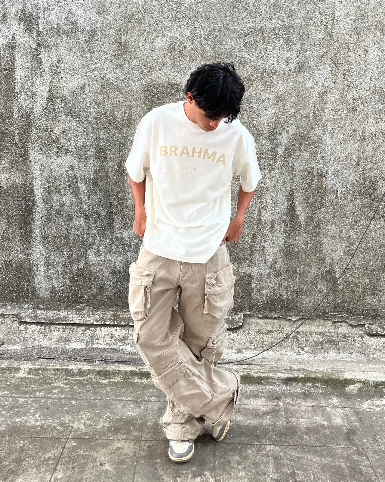 Brahma India // Beige Oversized Unisex T-shirt
