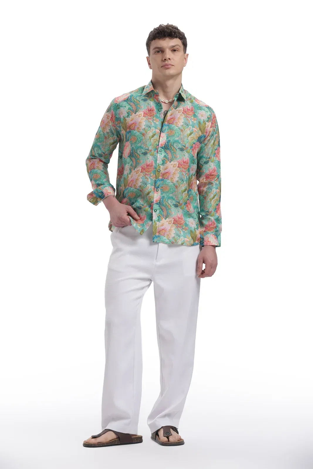 I'MHERE Essentials Pastel Green & Peach full sleeve shirt