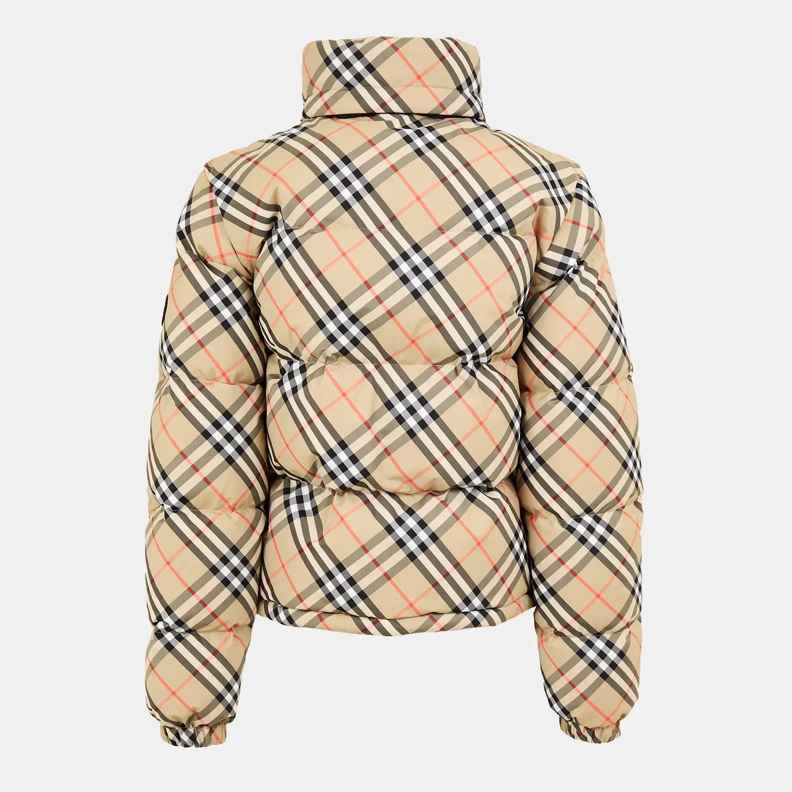 Check Insulated Short Puffer Jacket