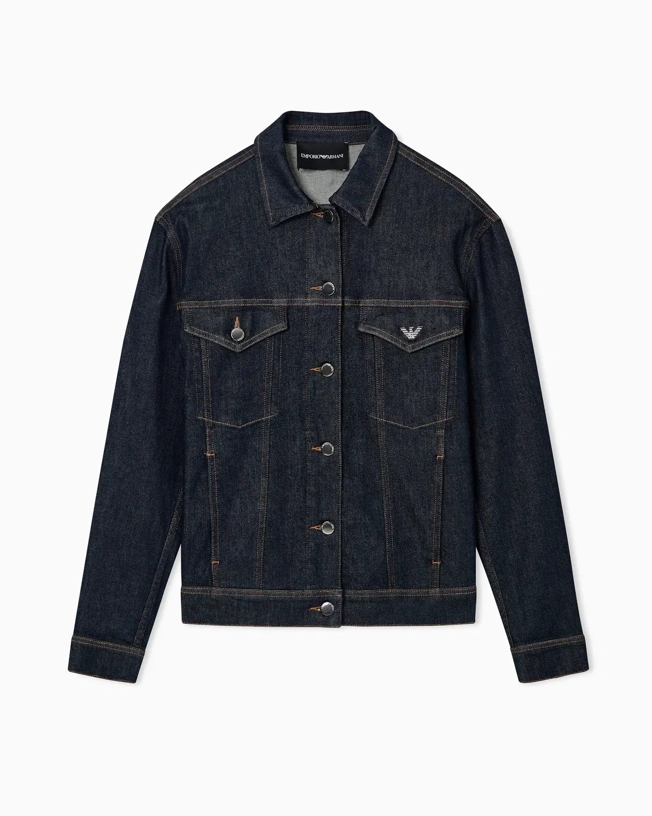 Emporio Armani Rinsed denim jacket in cotton with contrast stitching