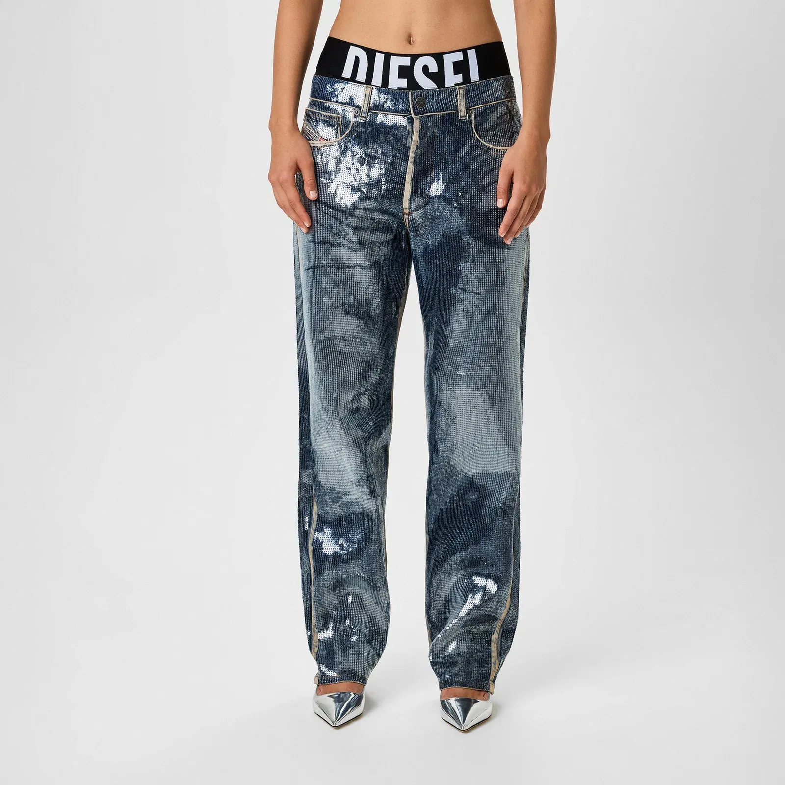 Sequin Wide Leg Jeans